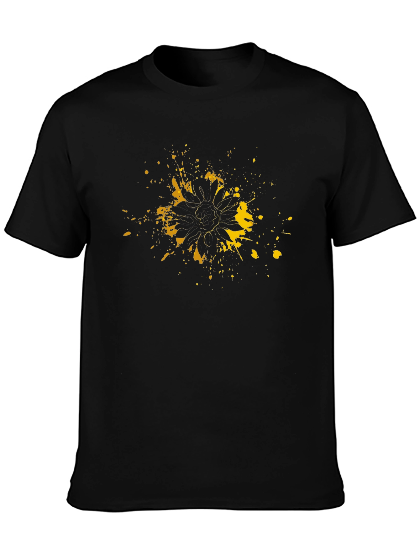 Sunflower Splatter Graphic Tee - Modern Art Shirt