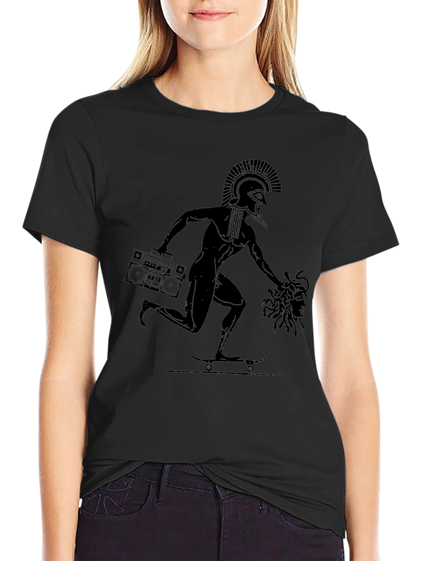 Retro Greek Skater Tee - Medusa Boombox