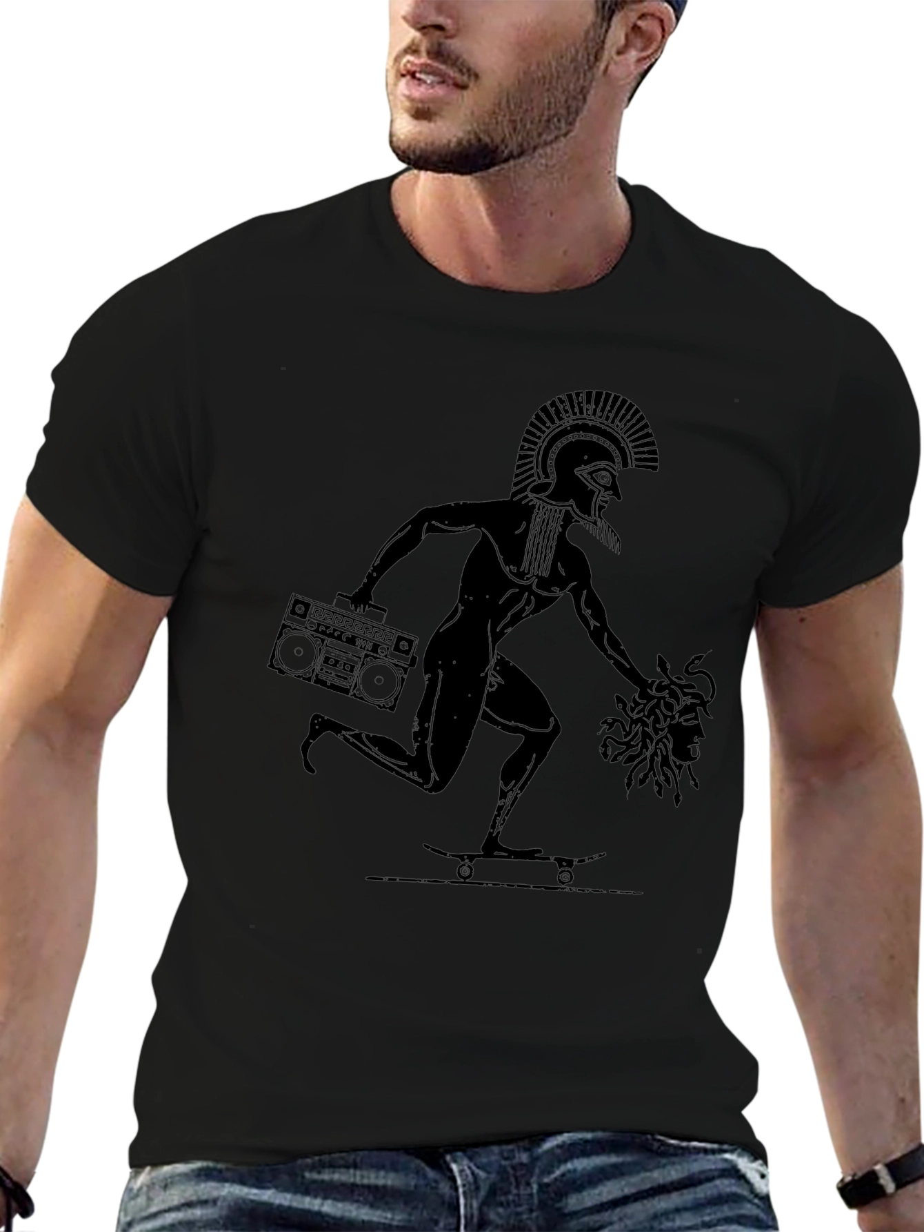 Retro Greek Skater Tee - Medusa Boombox