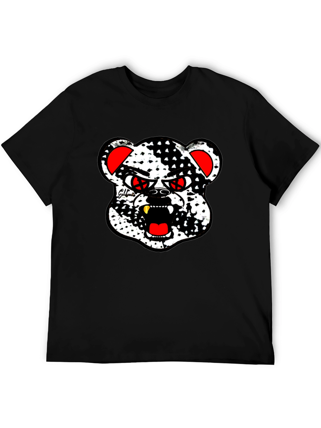 Edgy Bear Graphic Black T-Shirt