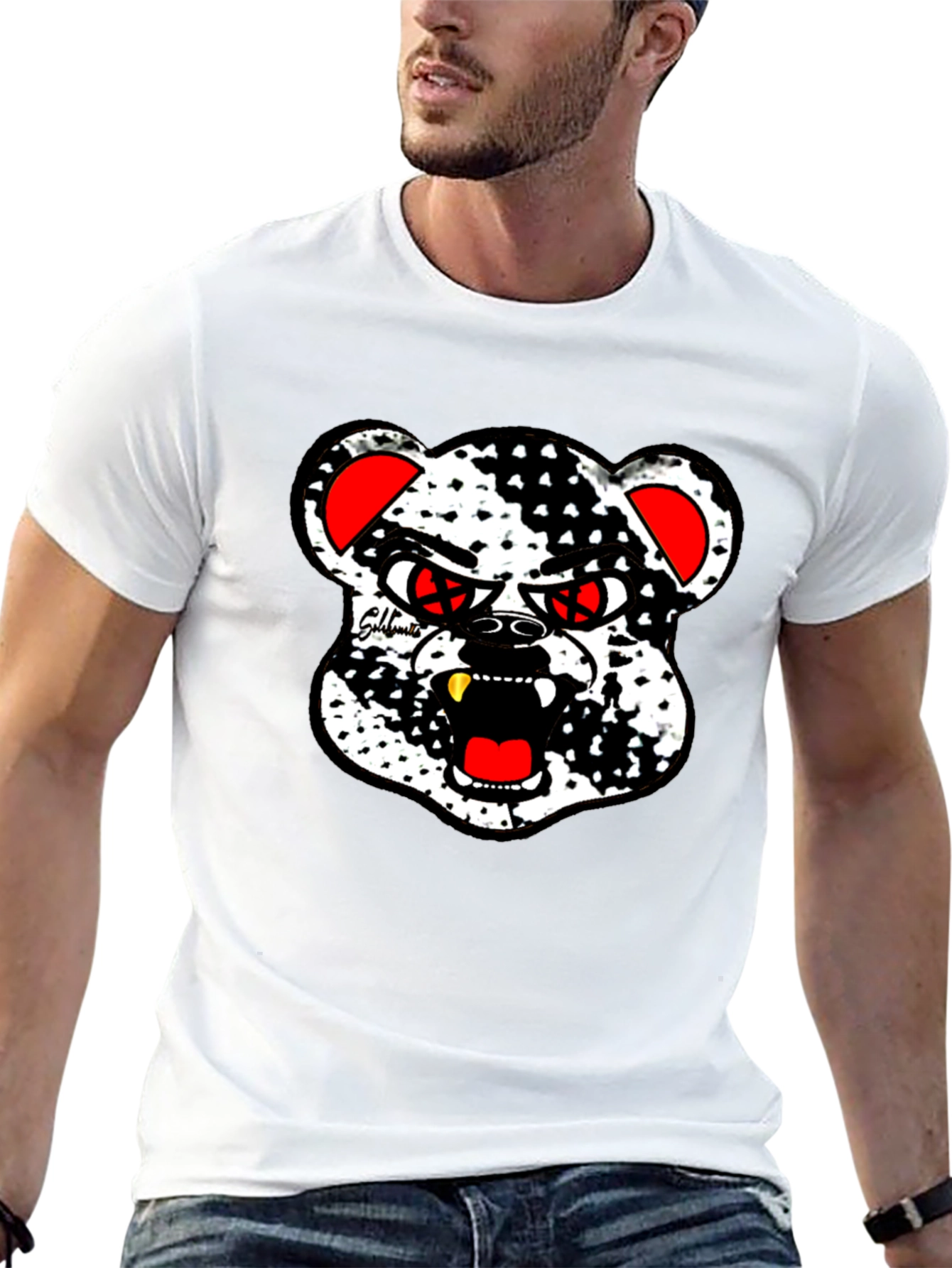 Edgy Bear Graphic Black T-Shirt