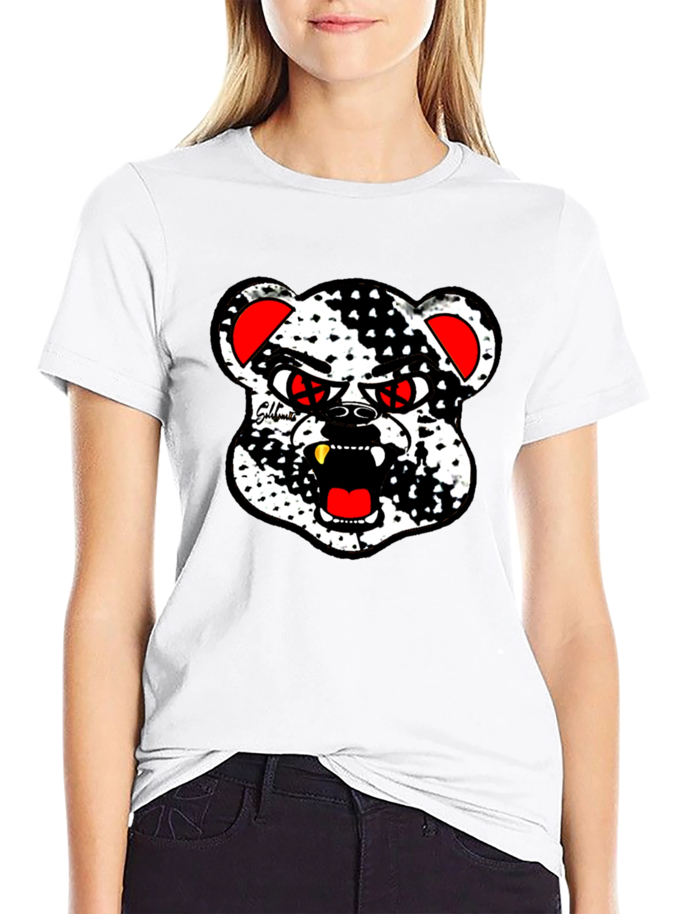 Edgy Bear Graphic Black T-Shirt