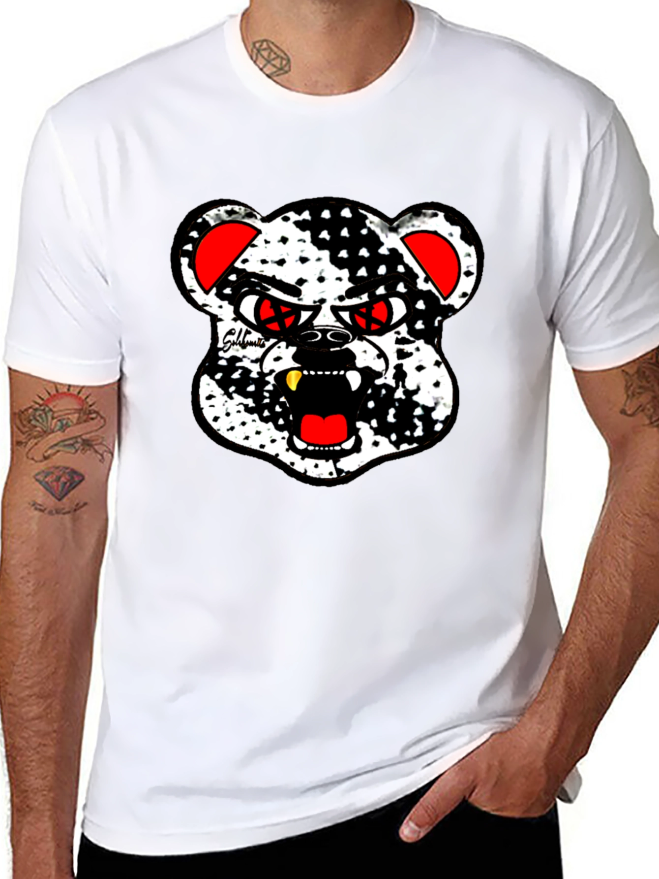 Edgy Bear Graphic Black T-Shirt