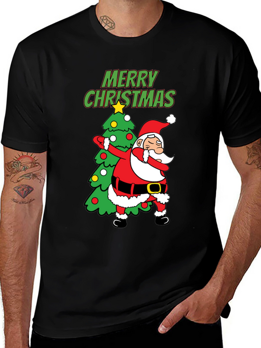 Dabbing Santa Christmas Tree Graphic T-Shirt