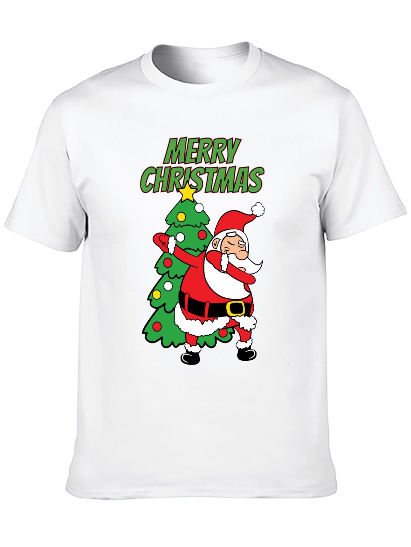 Dabbing Santa Christmas Tree Graphic T-Shirt