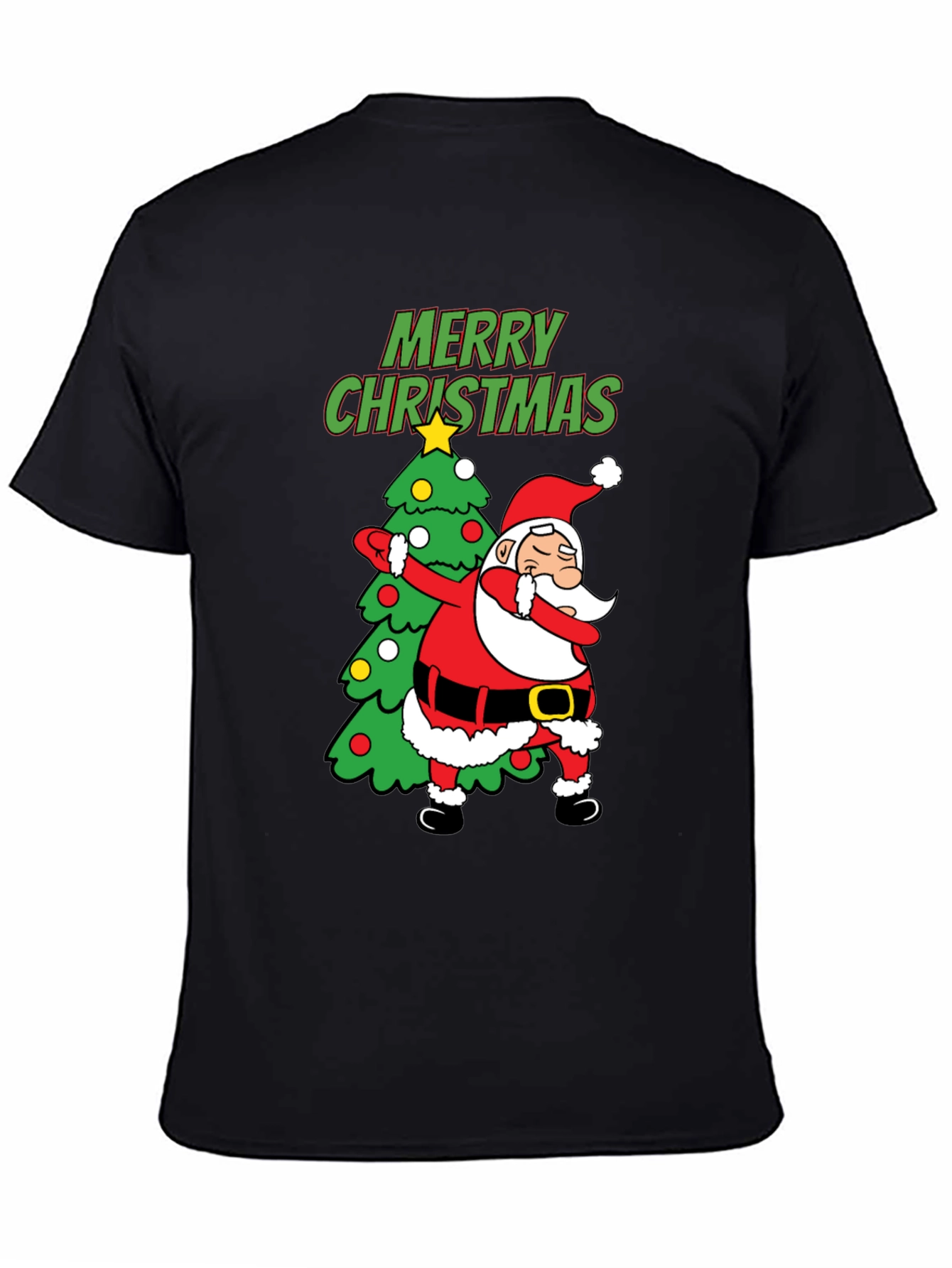 Dabbing Santa Christmas Tree Graphic T-Shirt