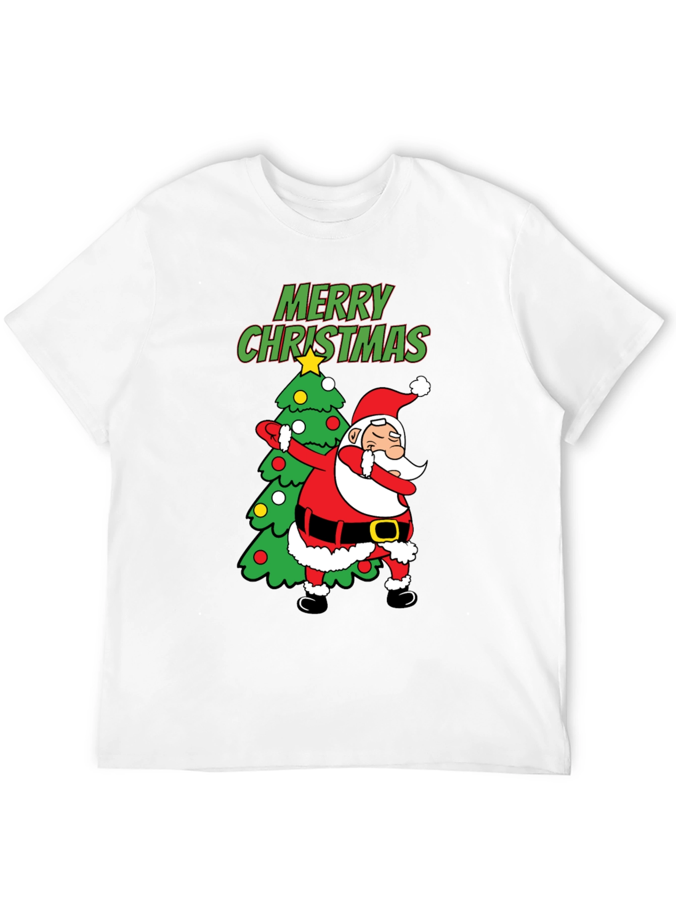 Dabbing Santa Christmas Tree Graphic T-Shirt