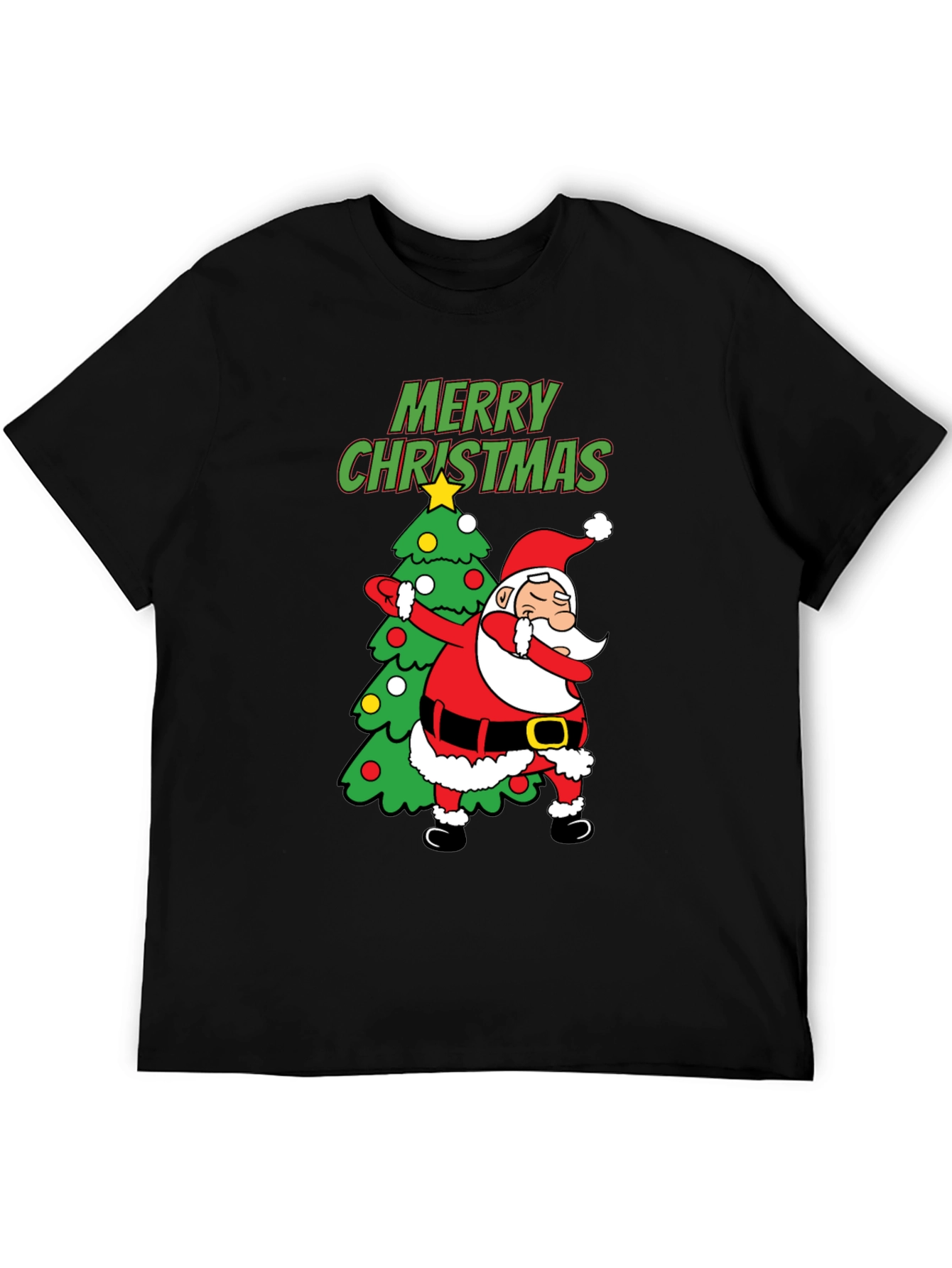 Dabbing Santa Christmas Tree Graphic T-Shirt