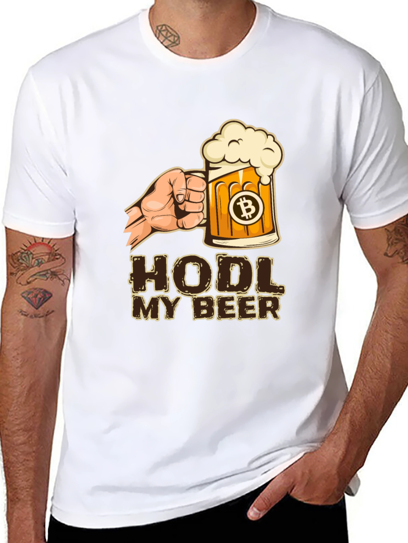 HODL My Beer Bitcoin Graphic T-Shirt