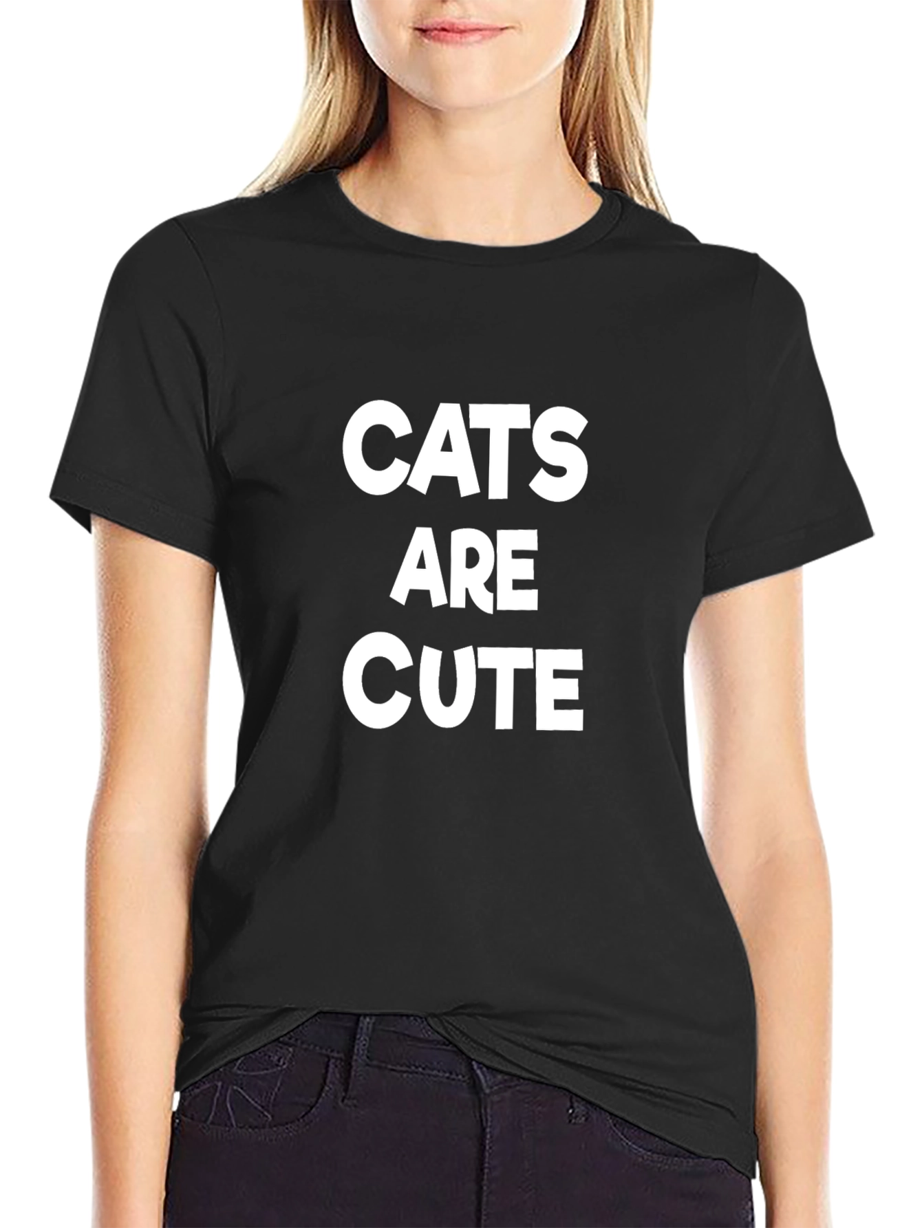 Cats are Cute Graphic T-Shirt - Black