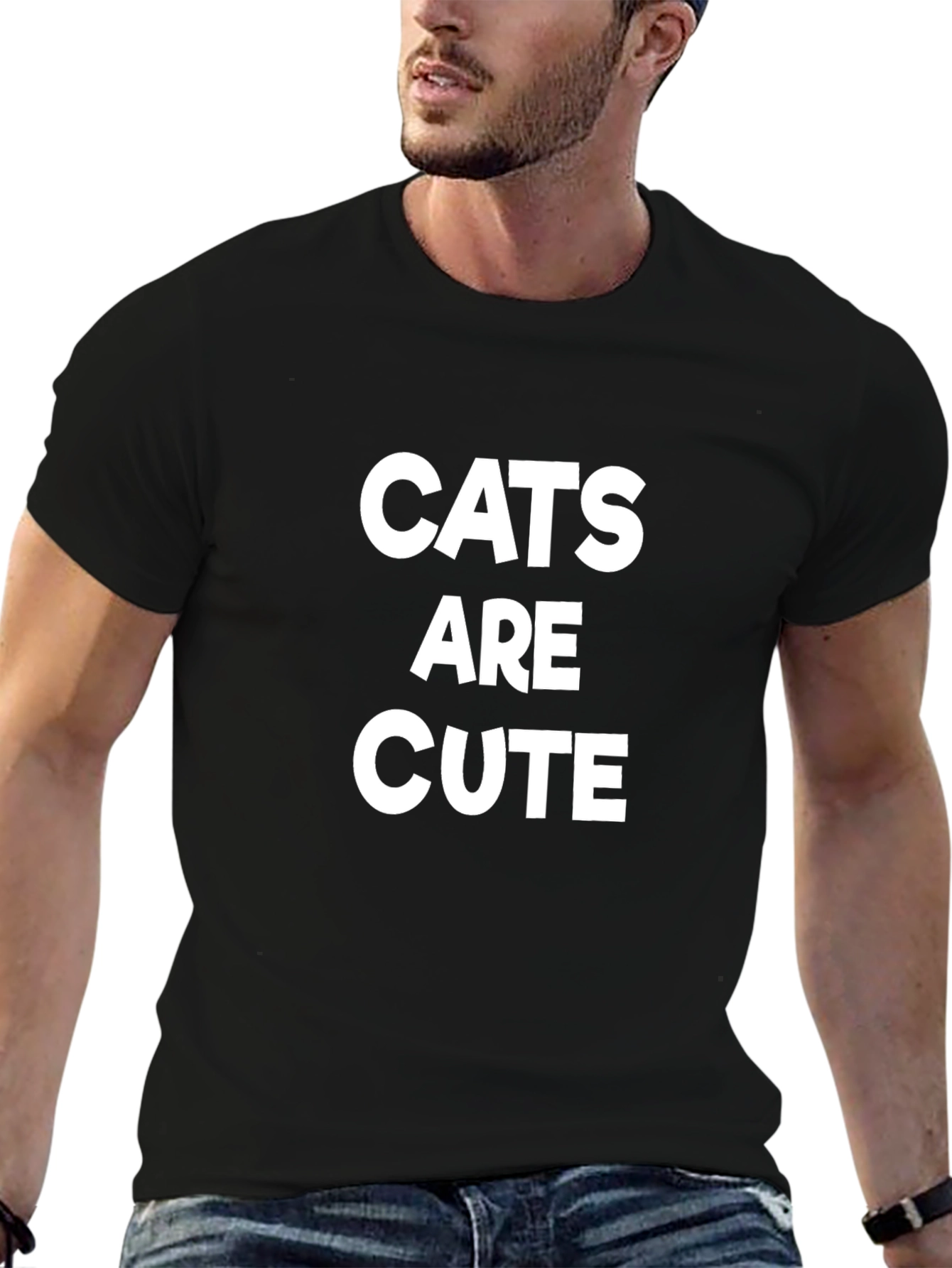 Cats are Cute Graphic T-Shirt - Black