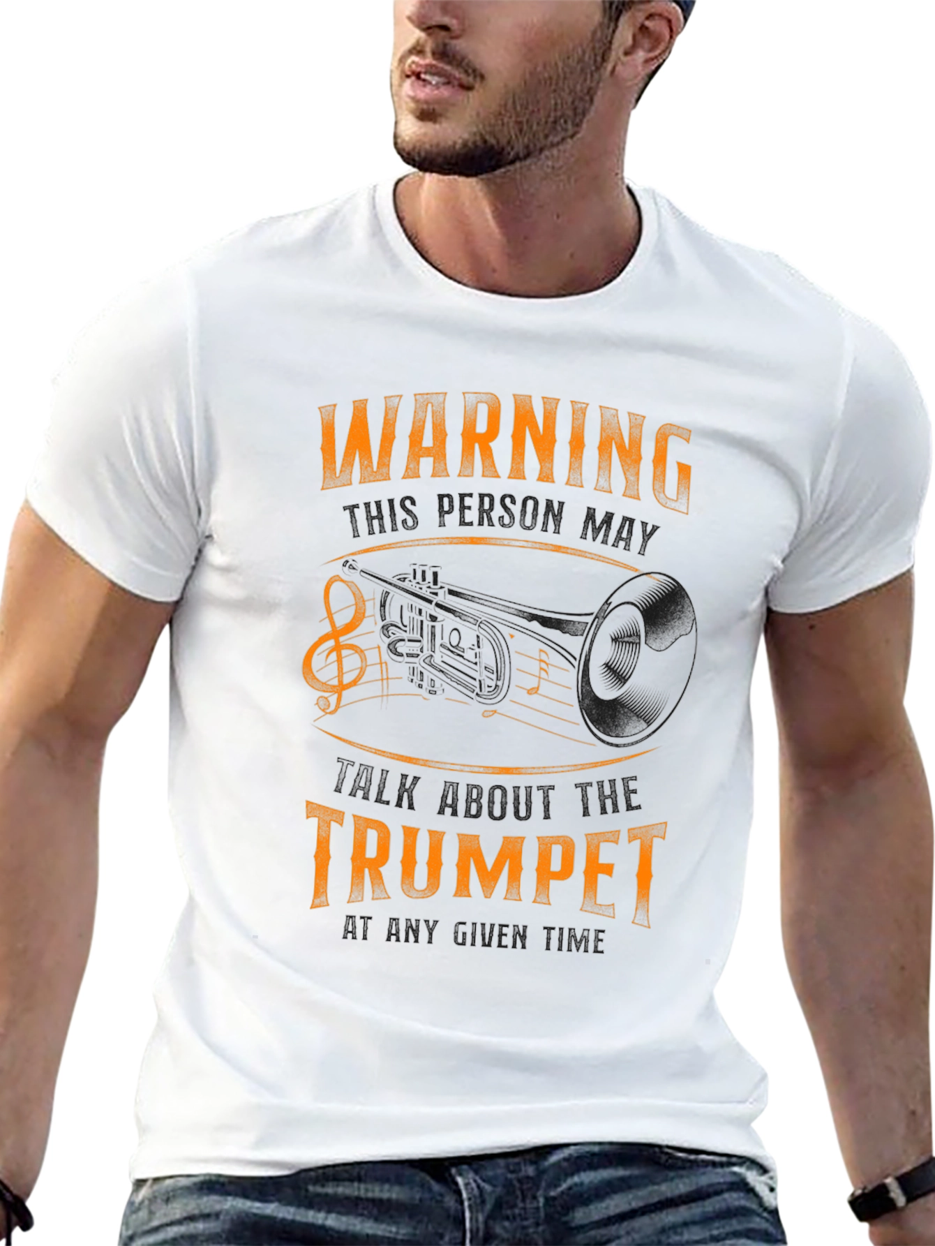 Warning May Spontaneously Talk About Trumpet - Black T-Shirt