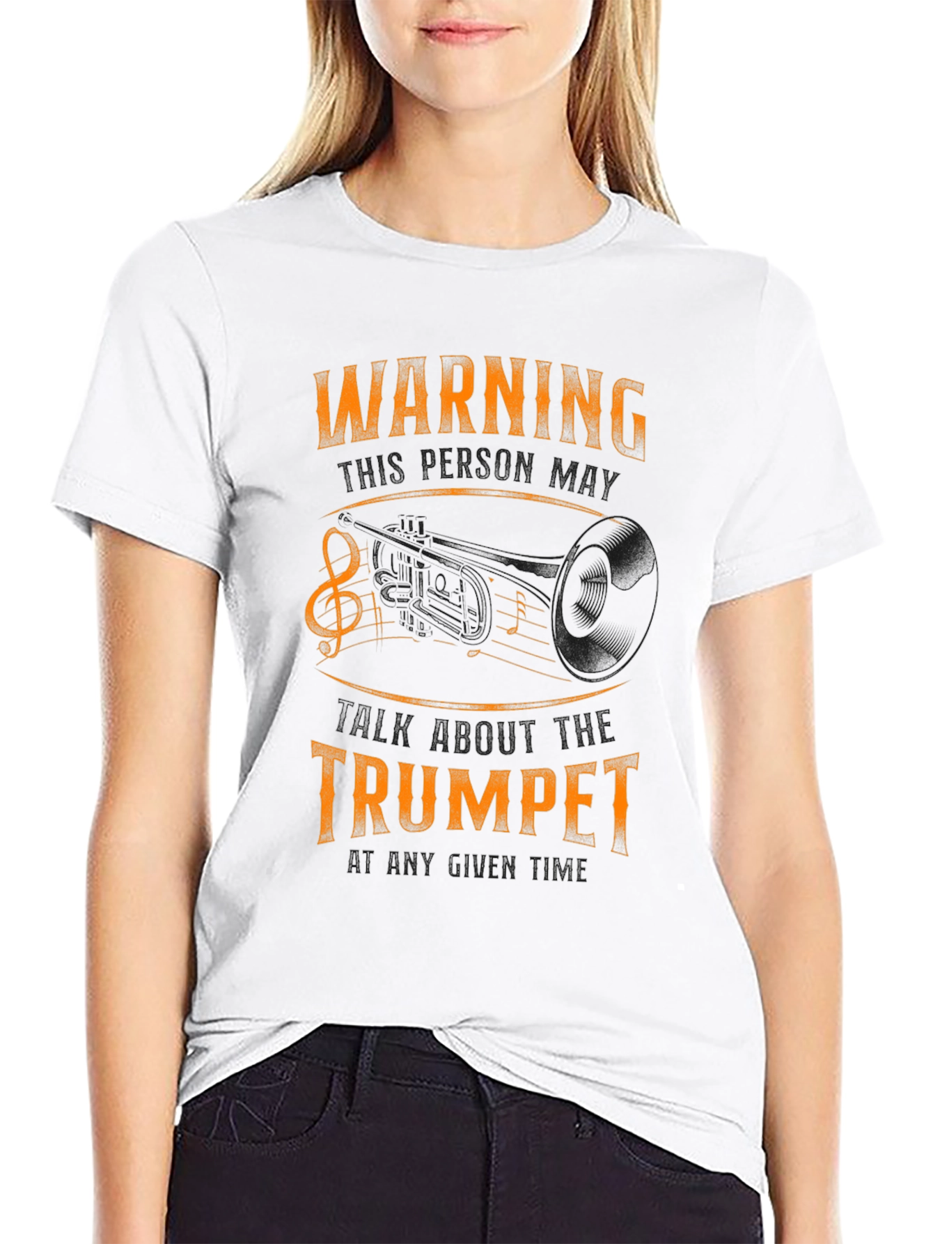 Warning May Spontaneously Talk About Trumpet - Black T-Shirt
