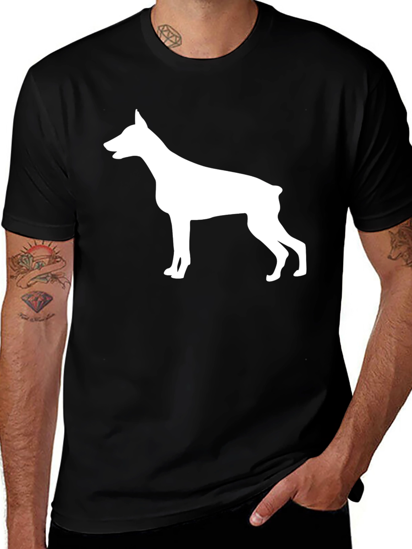 Doberman Silhouette Black T-Shirt