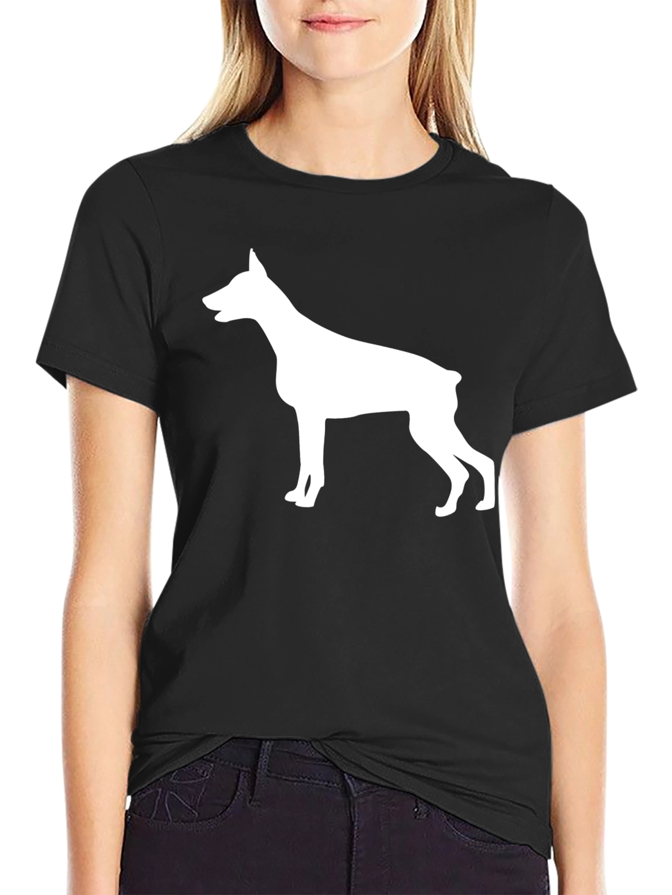 Doberman Silhouette Black T-Shirt