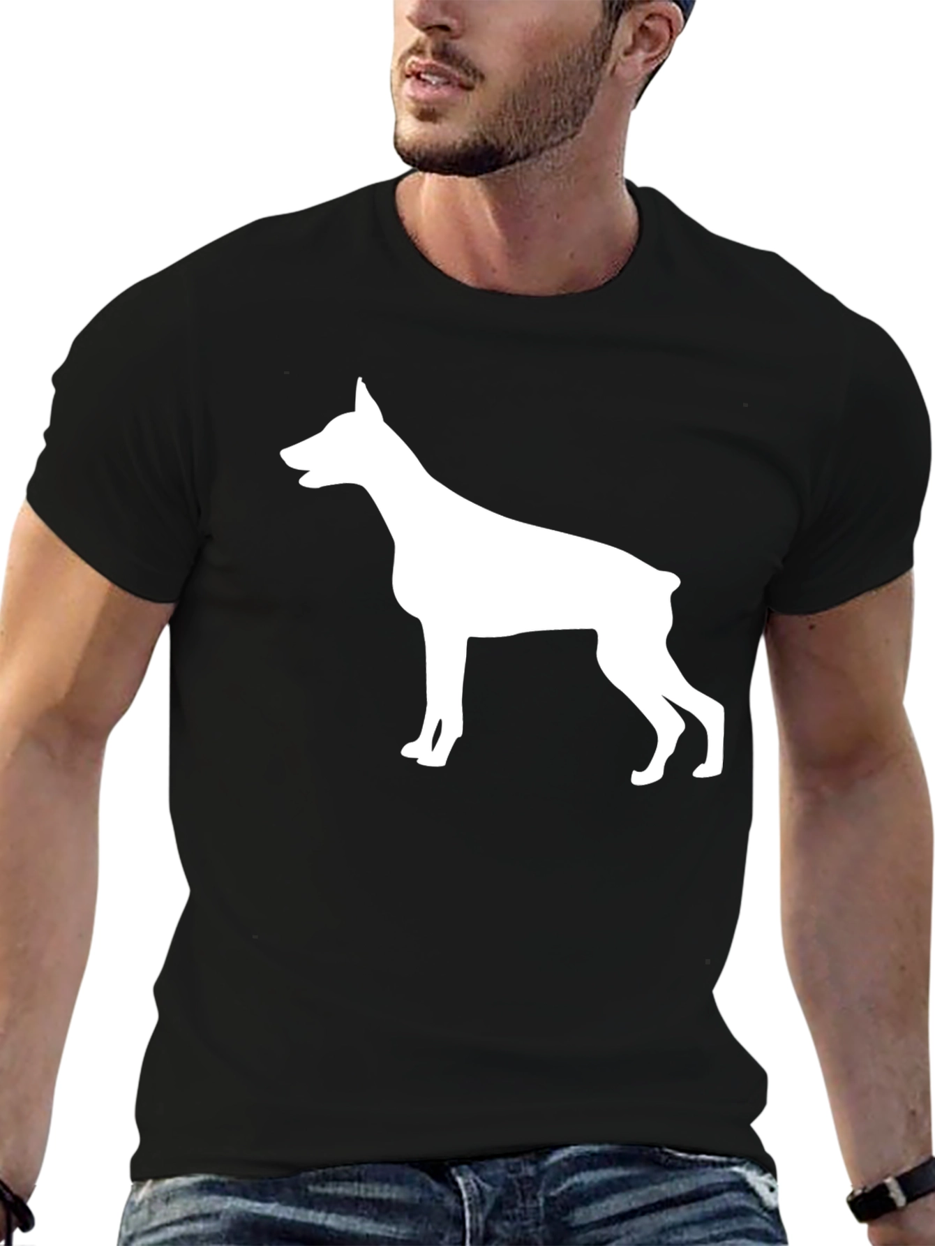 Doberman Silhouette Black T-Shirt