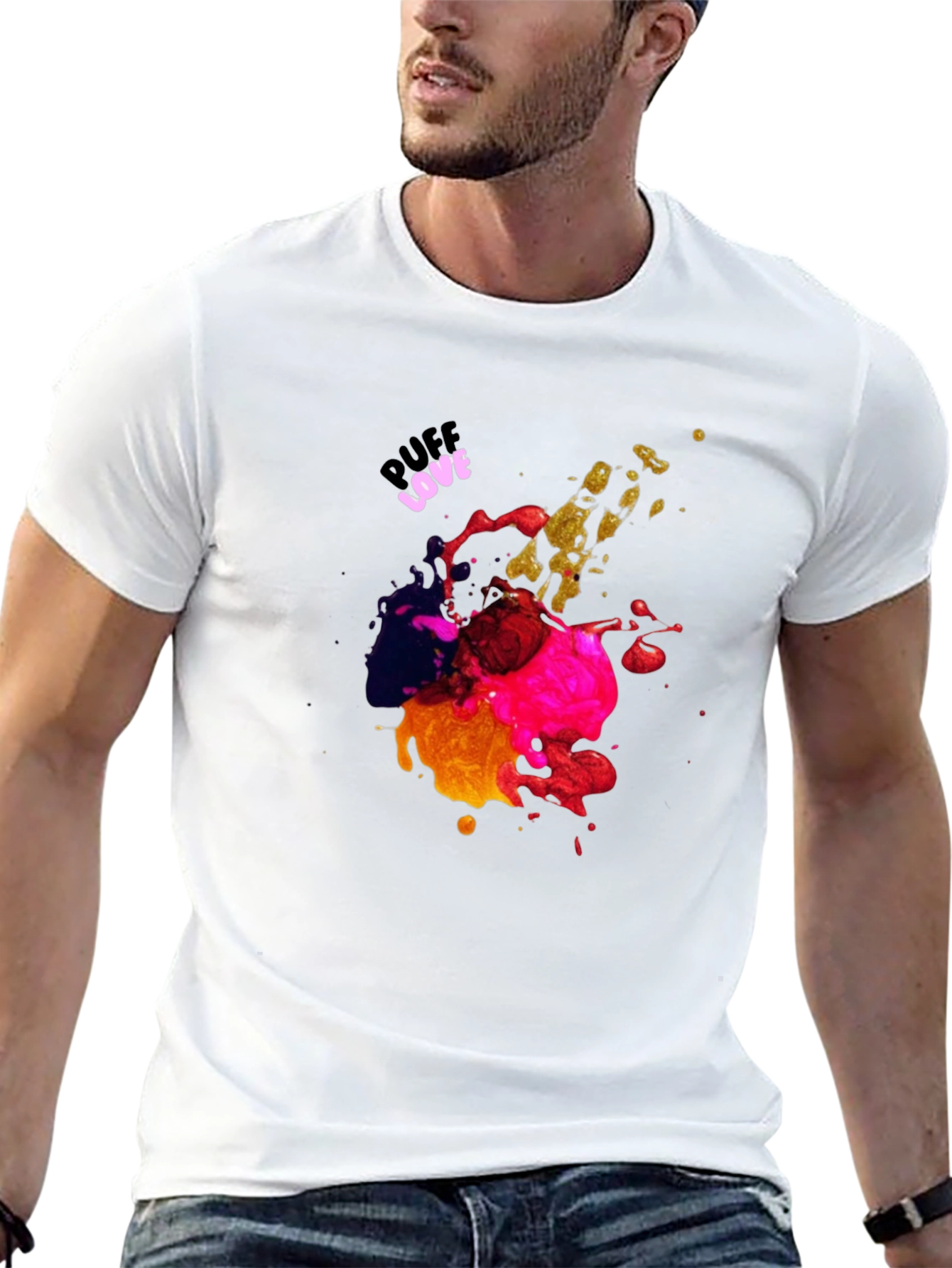Abstract Splatter Graphic Black T-Shirt