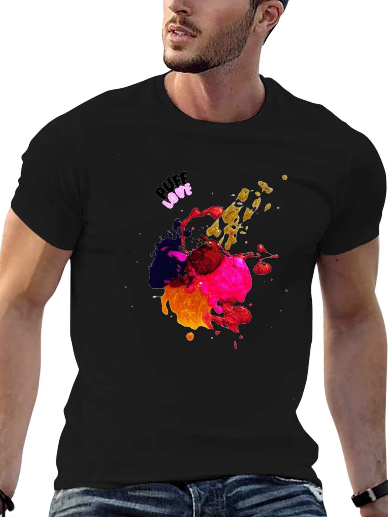 Abstract Splatter Graphic Black T-Shirt