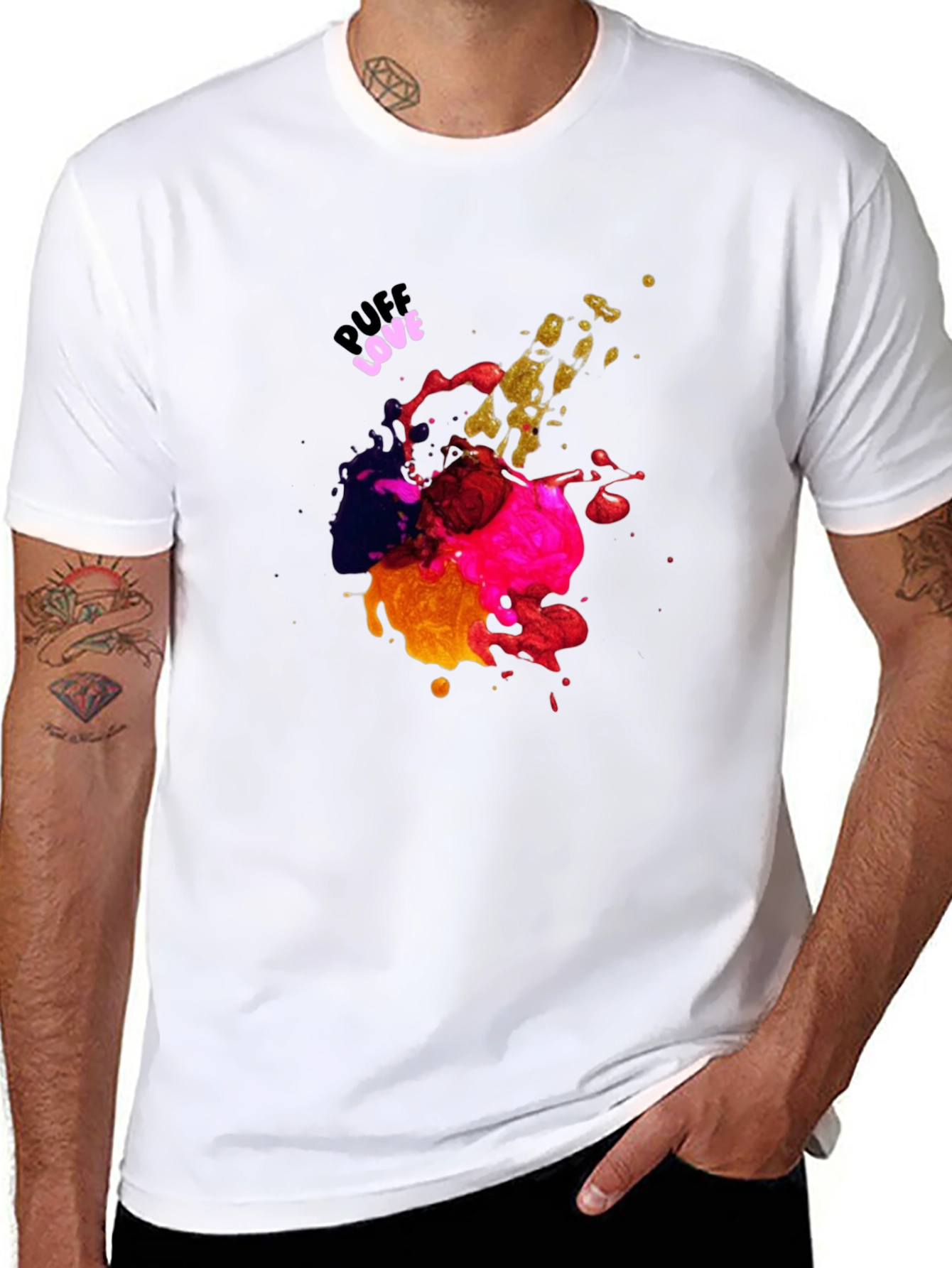 Abstract Splatter Graphic Black T-Shirt