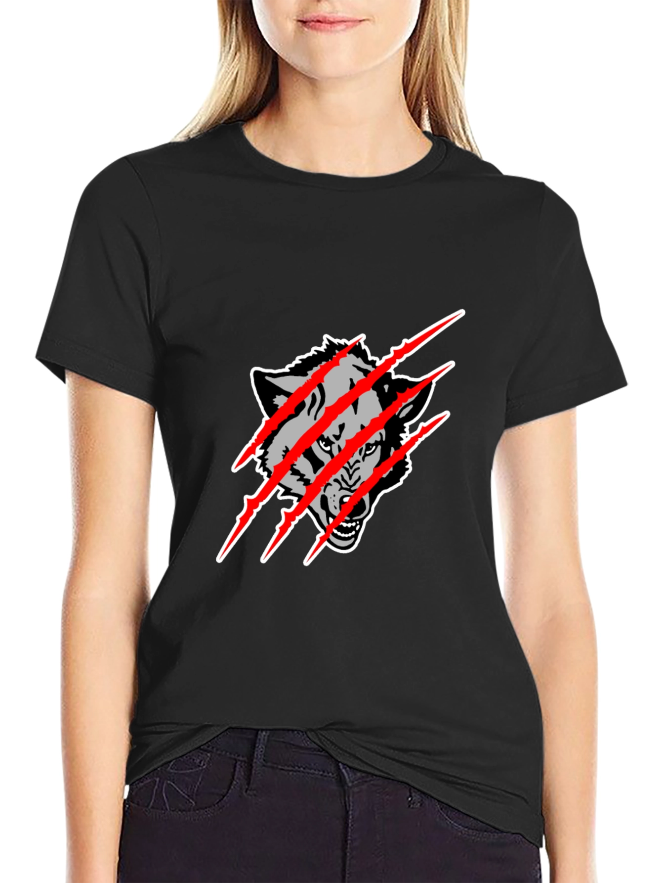 Black Wolf Claw Graphic Tee - Mens Fashion