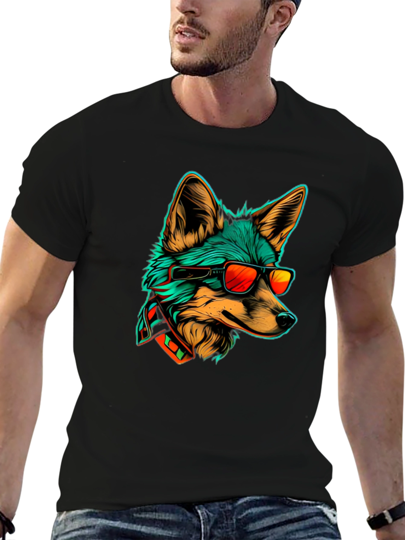 Cool Fox Graphic Tee - Stylish Animal Print T-Shirt