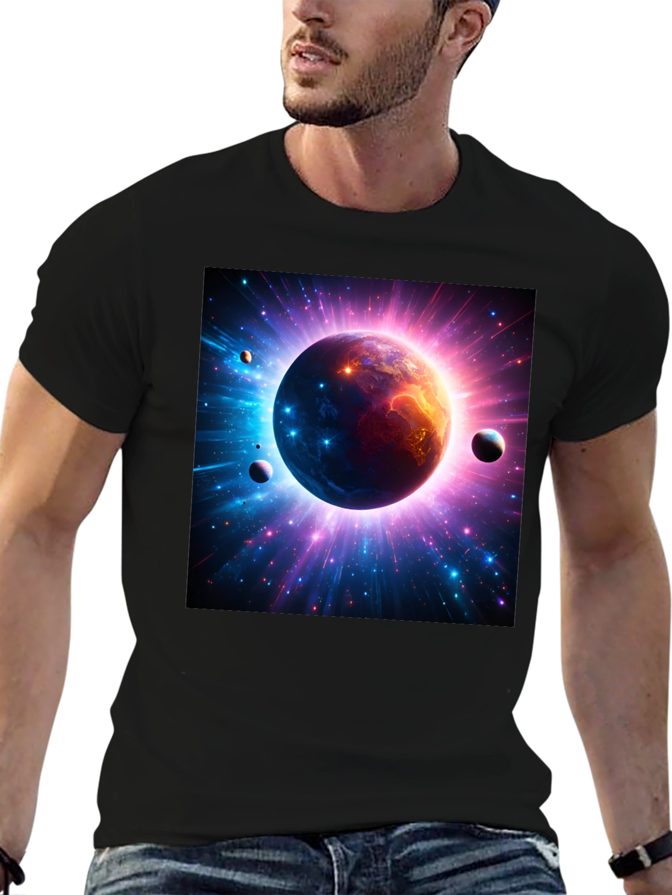 Cosmic Planet Graphic Tee - Black