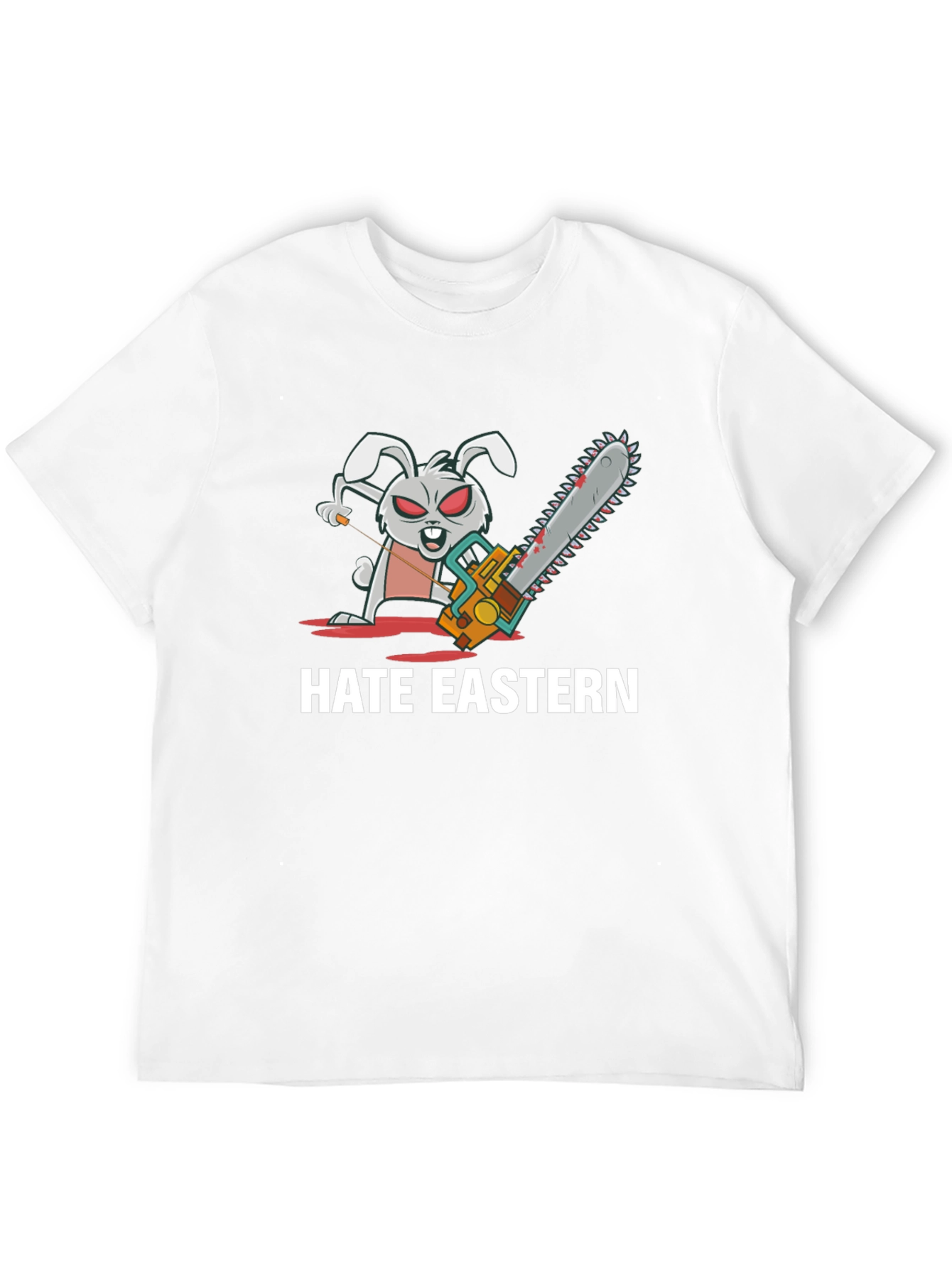 Hate Eastern Bunny Chainsaw Black T-Shirt