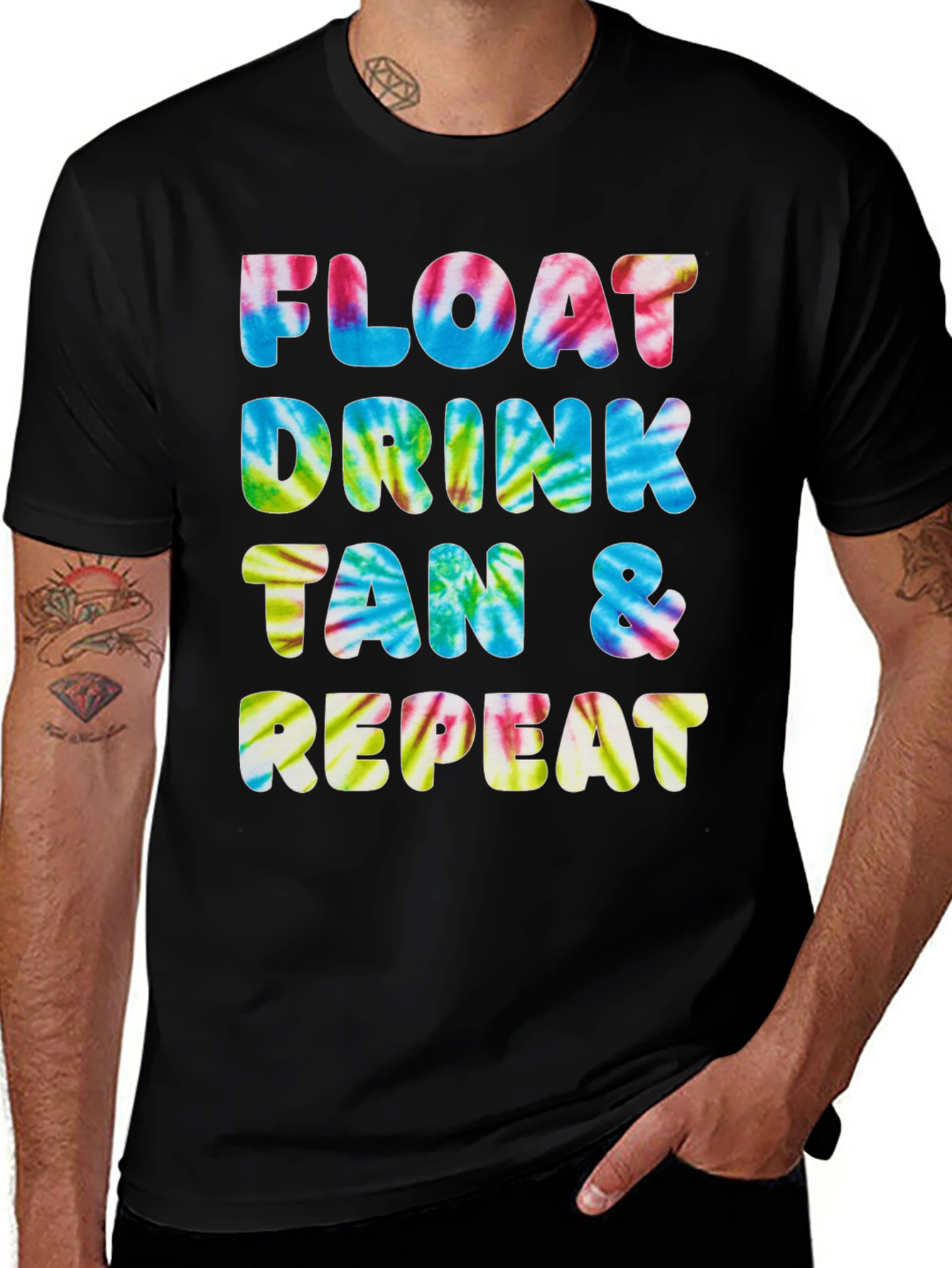 Float Drink Tan Repeat Tie-Dye Tee
