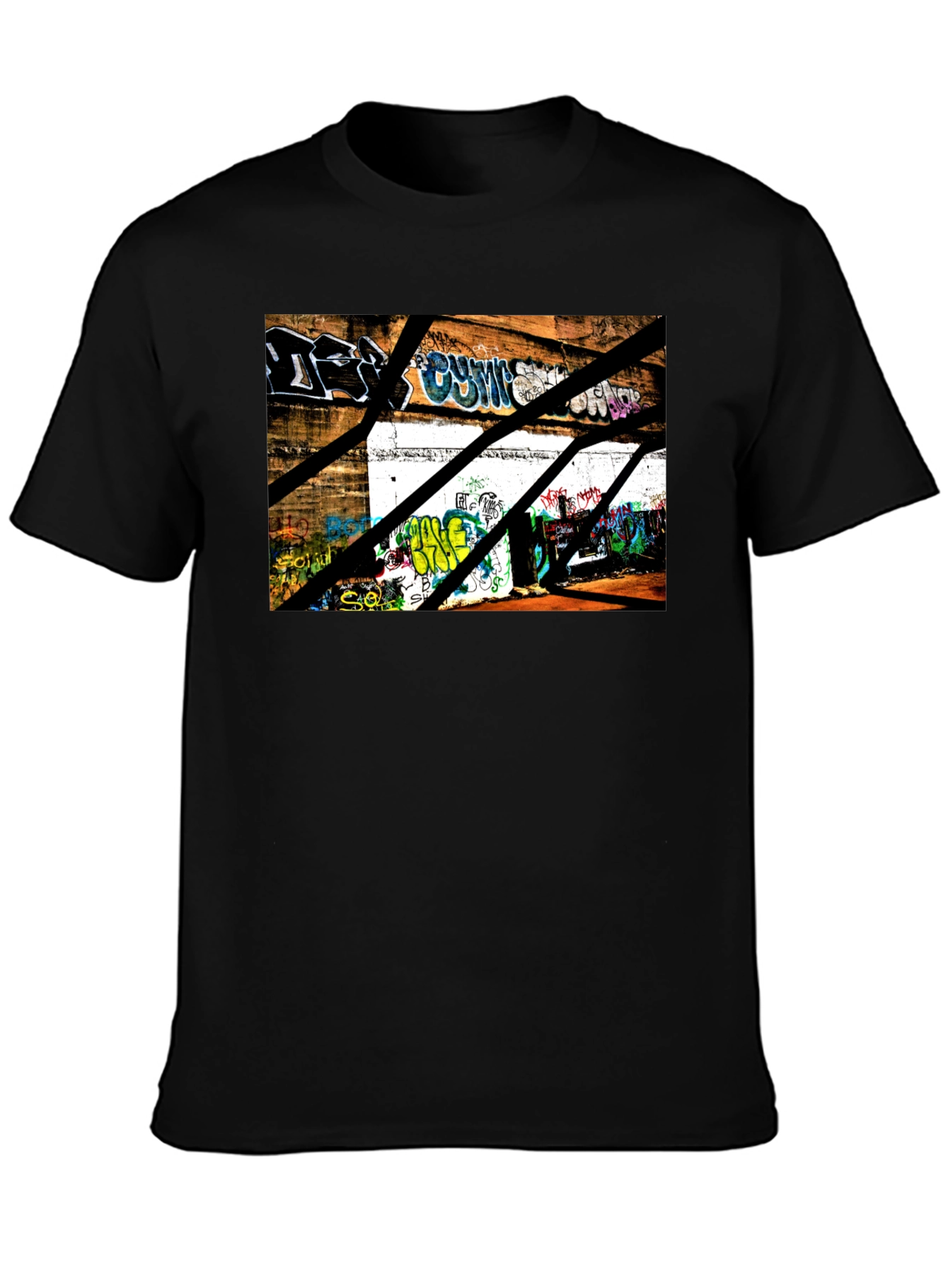 Graffiti Urban Scene Black T-Shirt