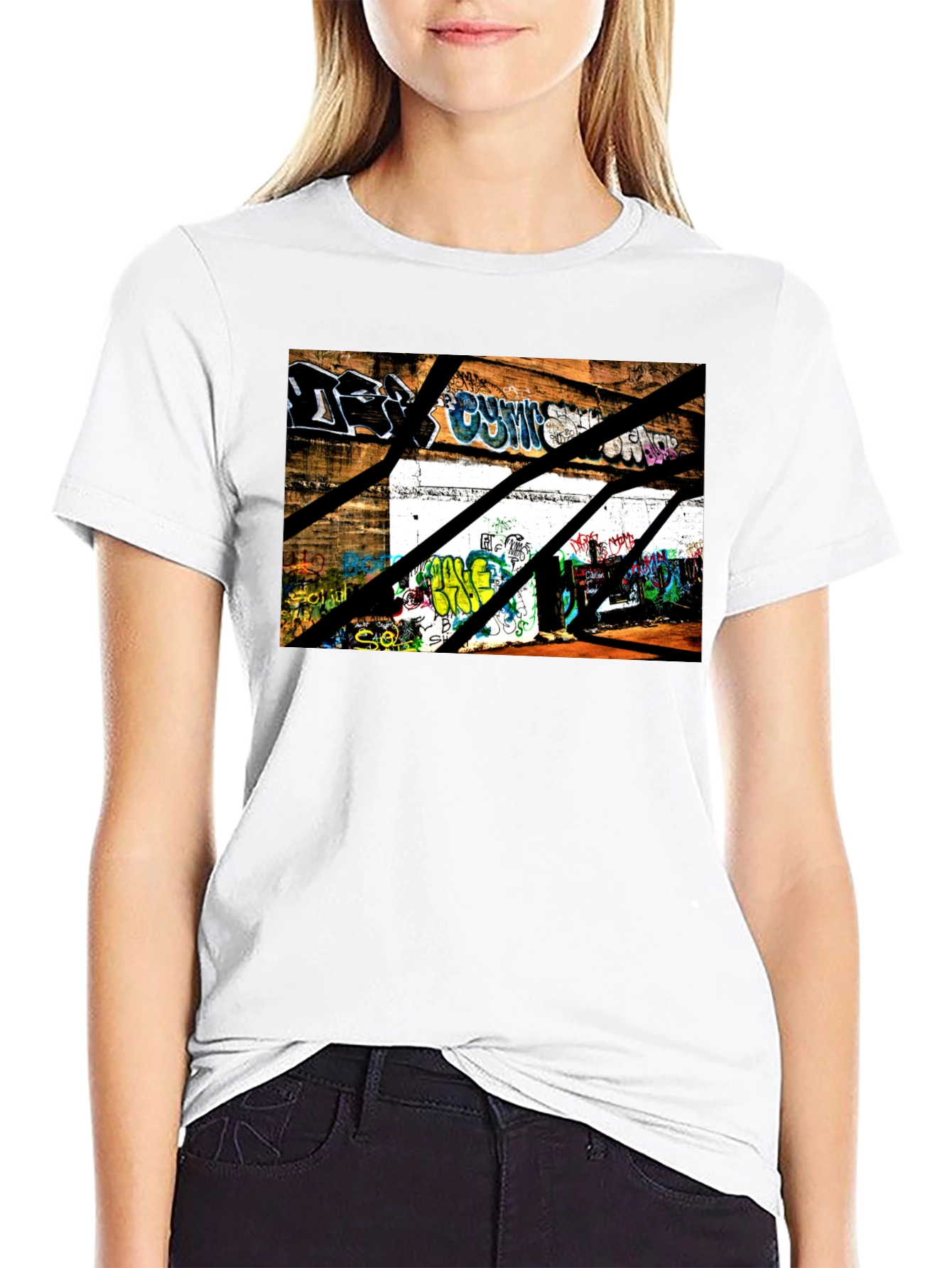 Graffiti Urban Scene Black T-Shirt