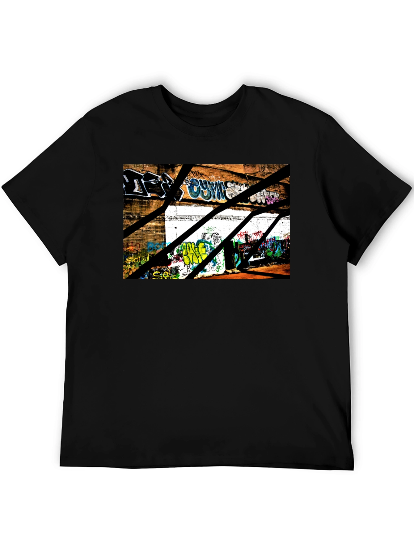 Graffiti Urban Scene Black T-Shirt