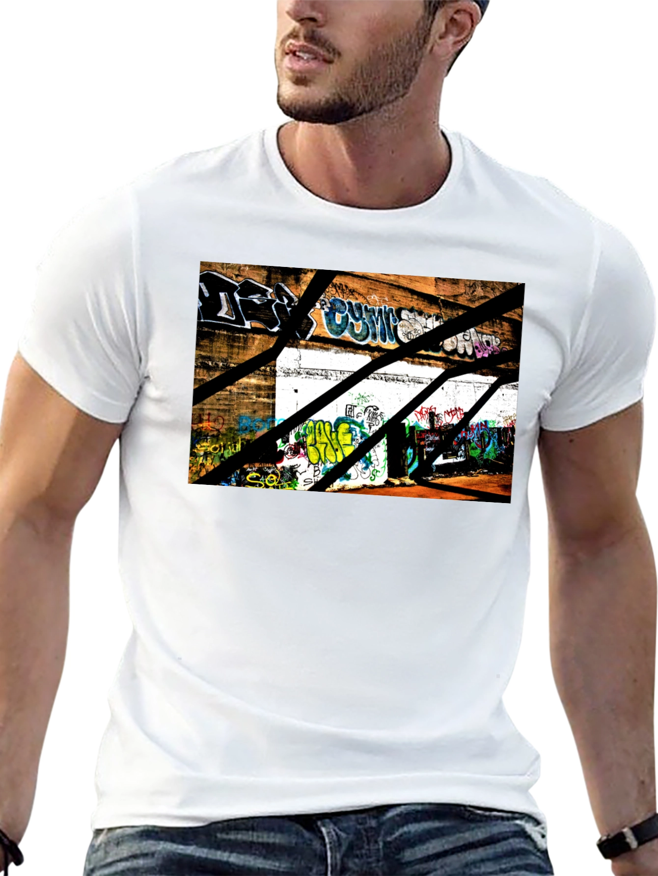 Graffiti Urban Scene Black T-Shirt