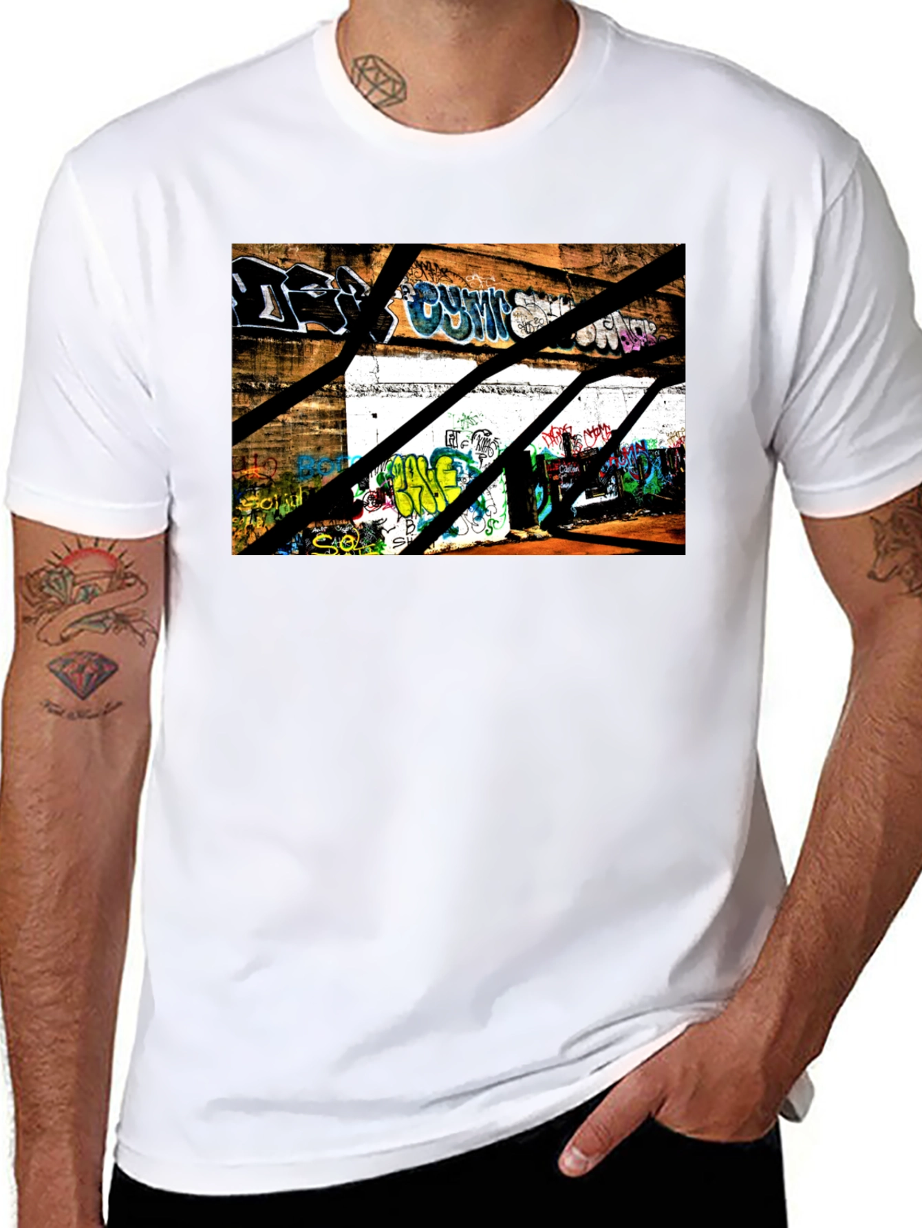 Graffiti Urban Scene Black T-Shirt