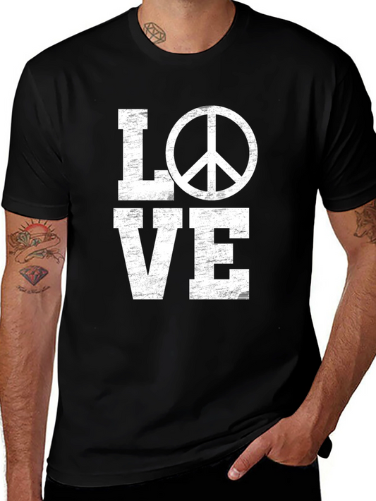 Love and Peace Graphic T-Shirt - Black Cotton Tee