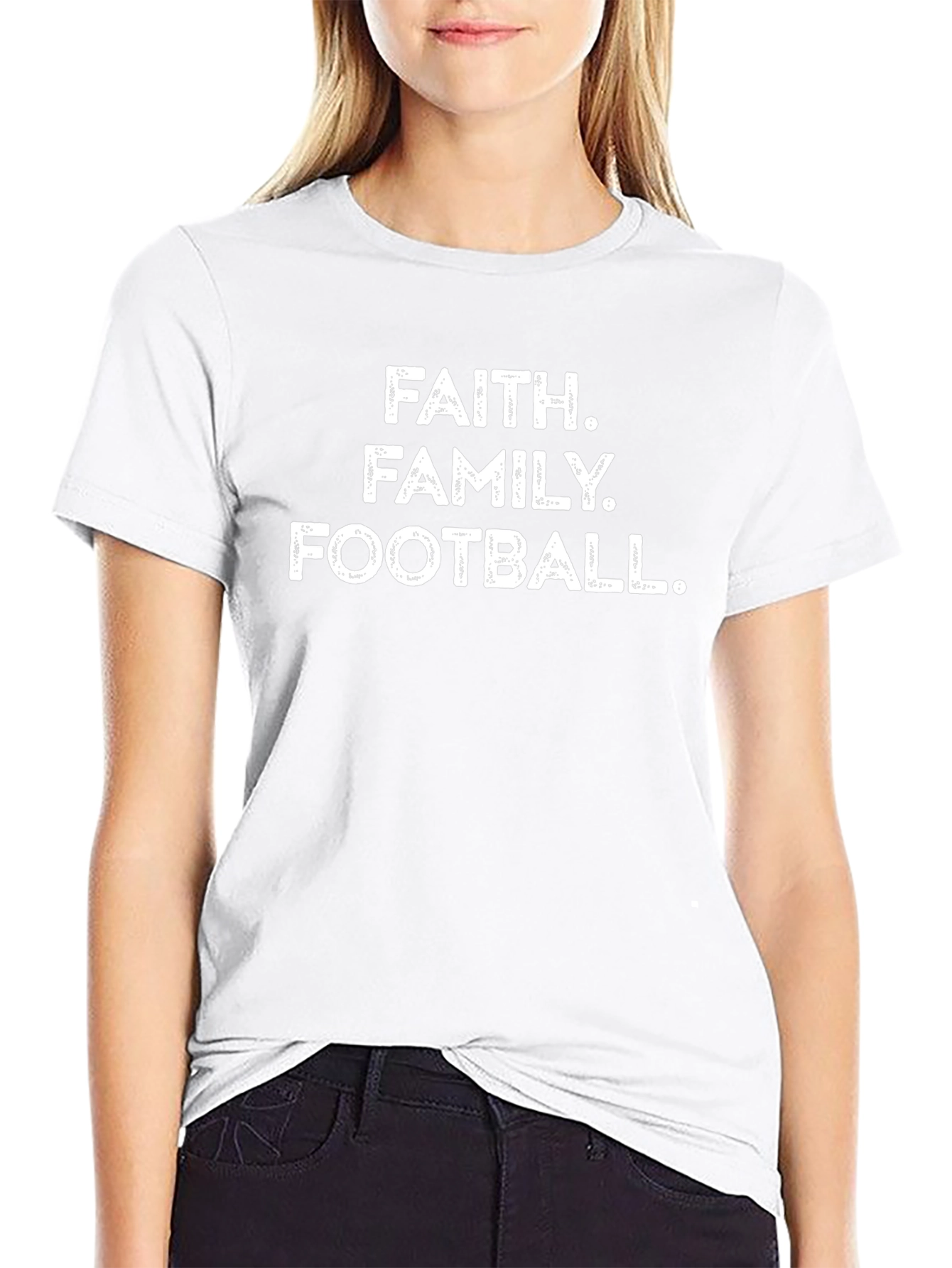 Faith Family Football Graphic T-Shirt