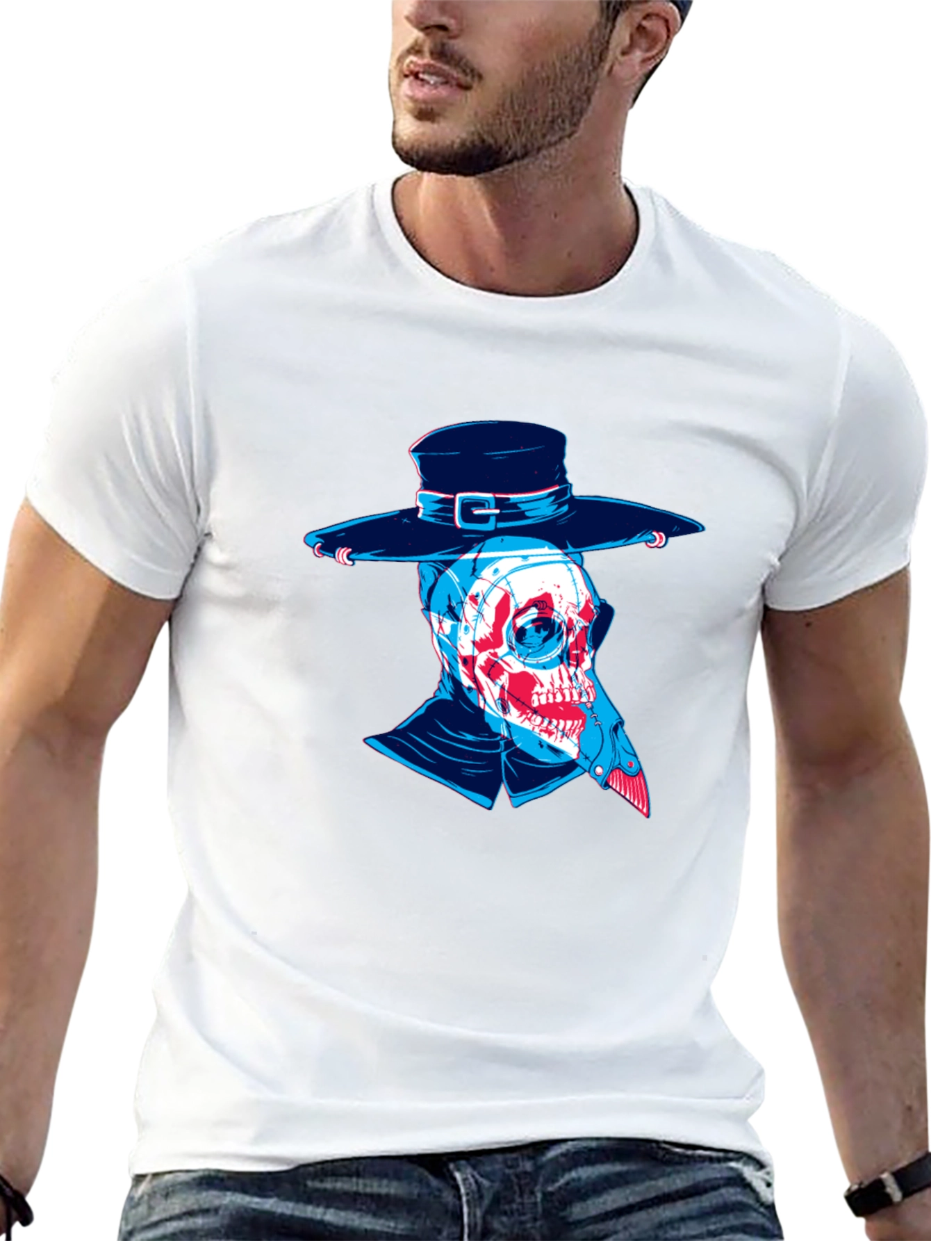 Plague Doctor Skull Graphic Tee - Unique Design