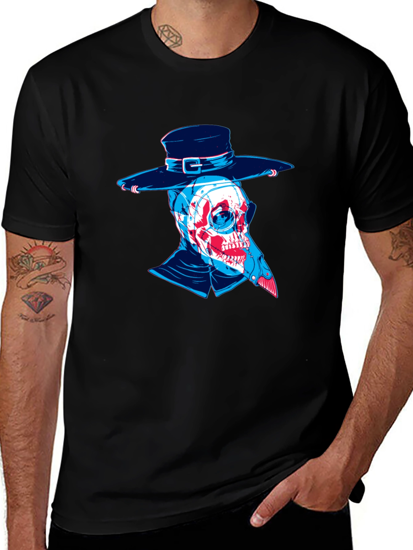 Plague Doctor Skull Graphic Tee - Unique Design