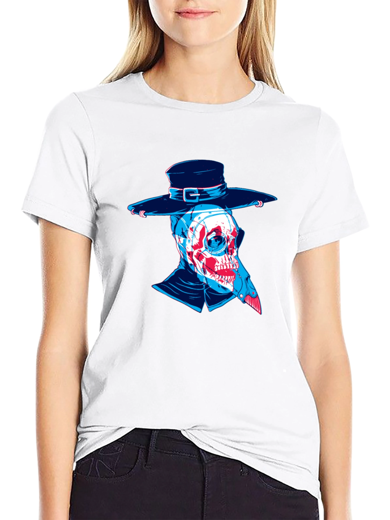 Plague Doctor Skull Graphic Tee - Unique Design