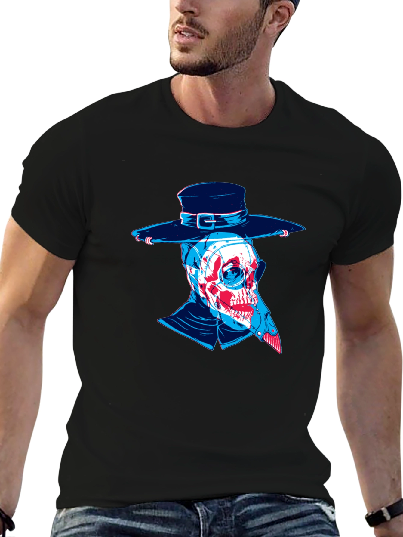 Plague Doctor Skull Graphic Tee - Unique Design