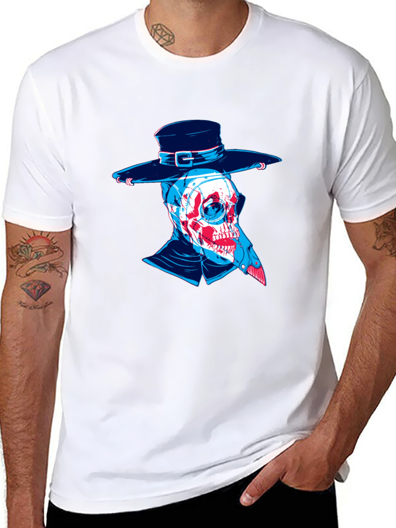 Plague Doctor Skull Graphic Tee - Unique Design