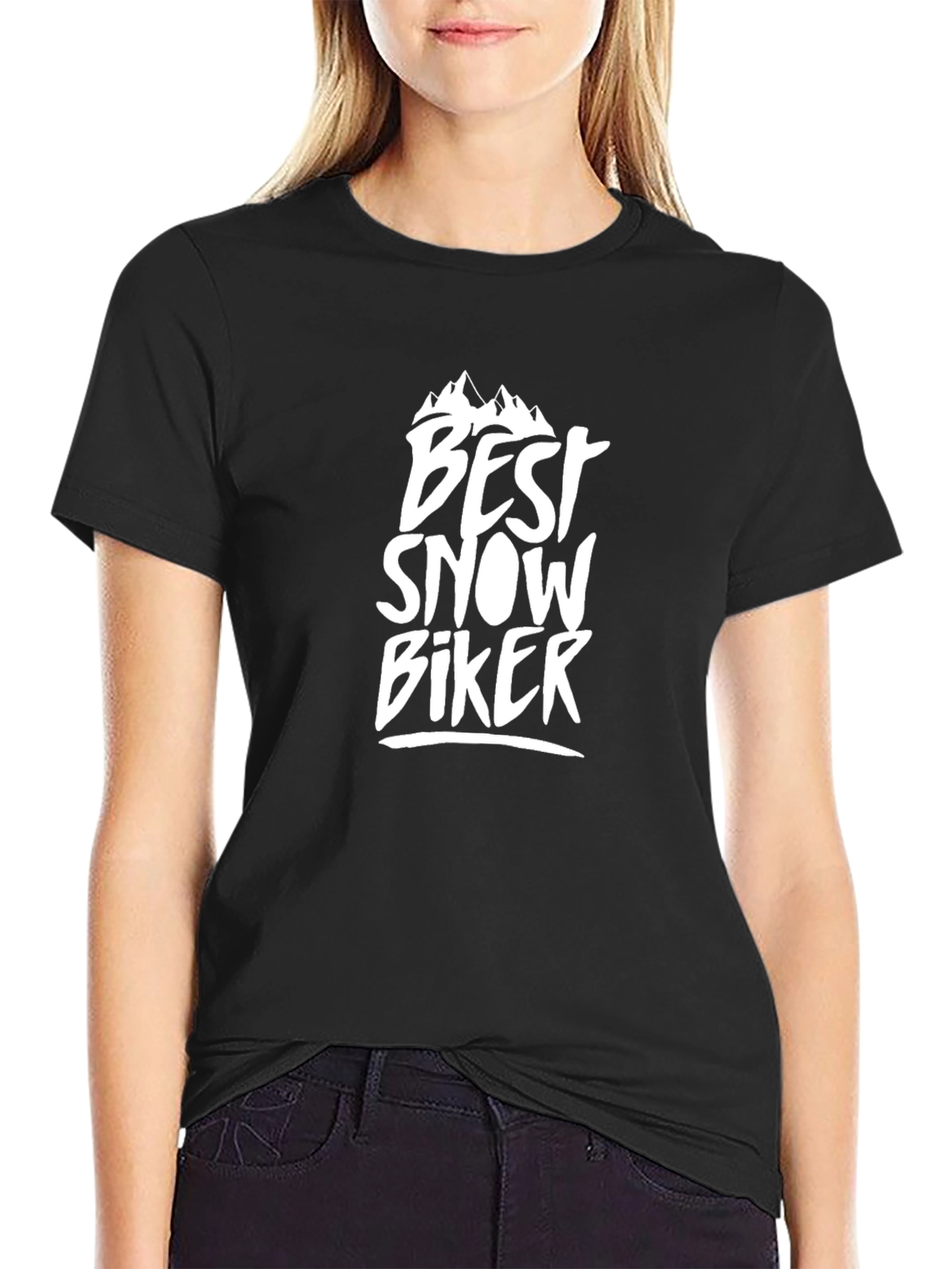 Best Snow Biker Black Tee Shirt