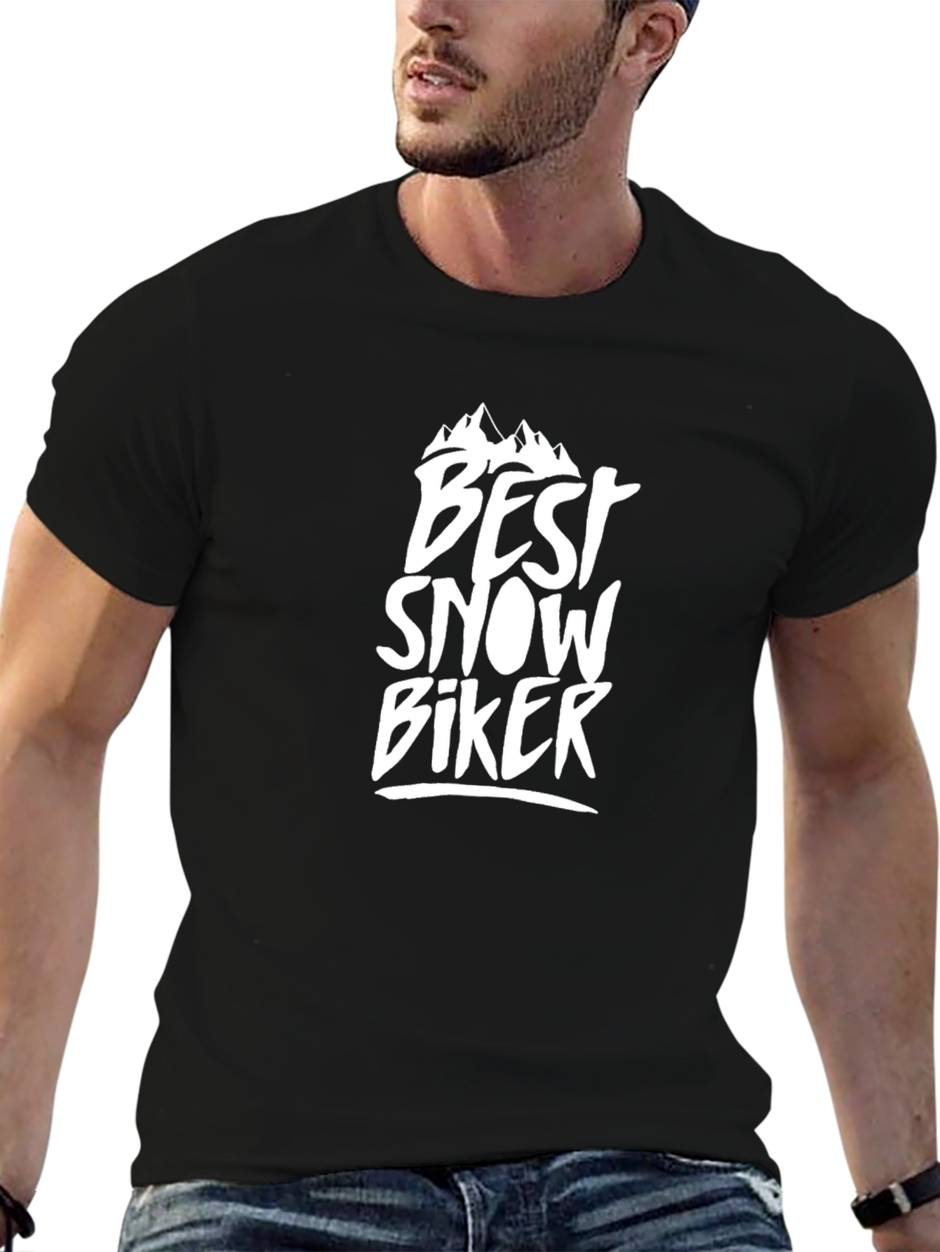 Best Snow Biker Black Tee Shirt