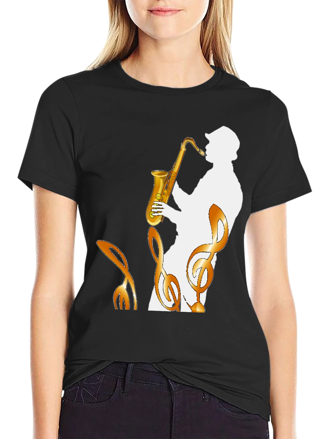 Saxophone Player Graphic Tee - Cool Jazz Music Shirt