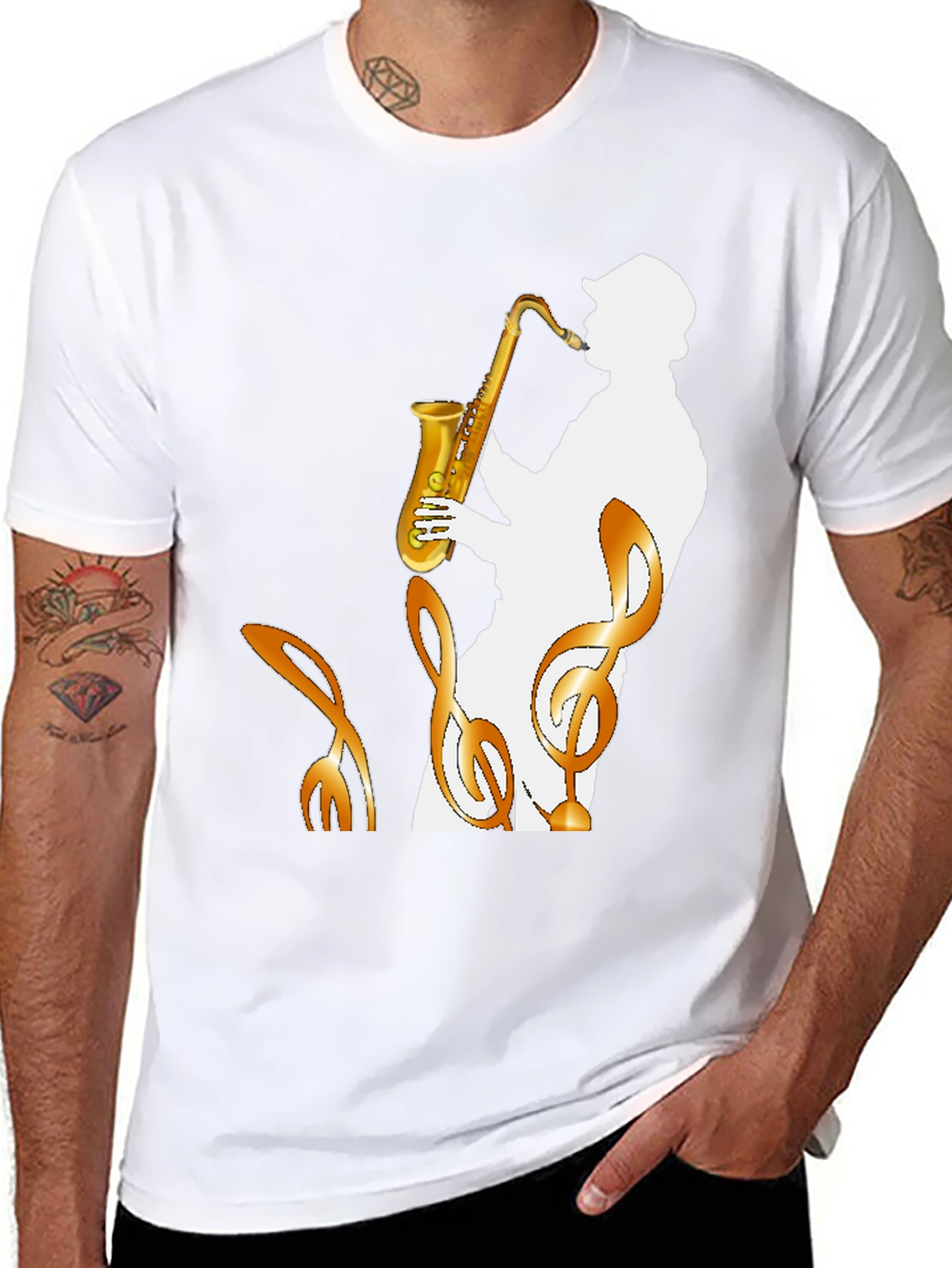 Saxophone Player Graphic Tee - Cool Jazz Music Shirt