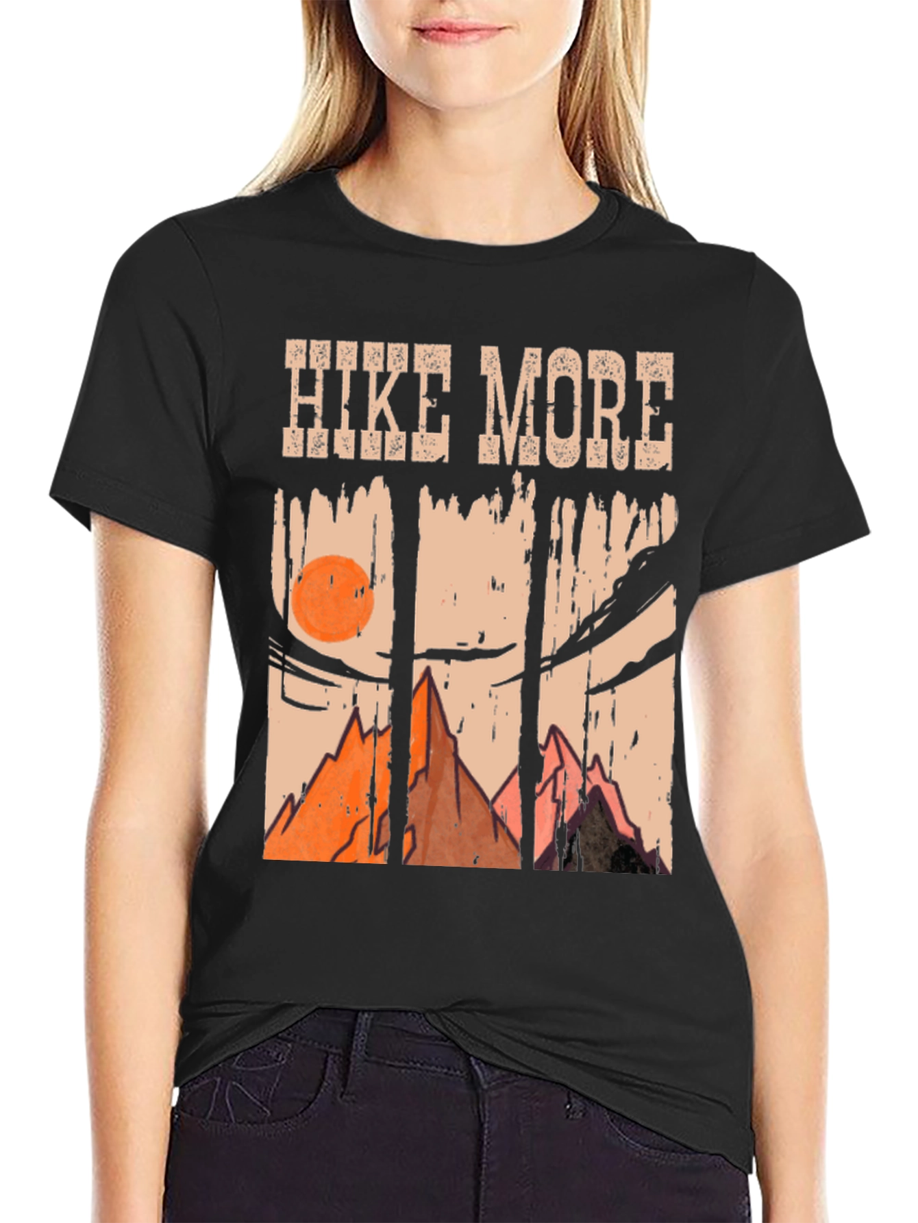 Hike More Mountain Scene Graphic T-Shirt