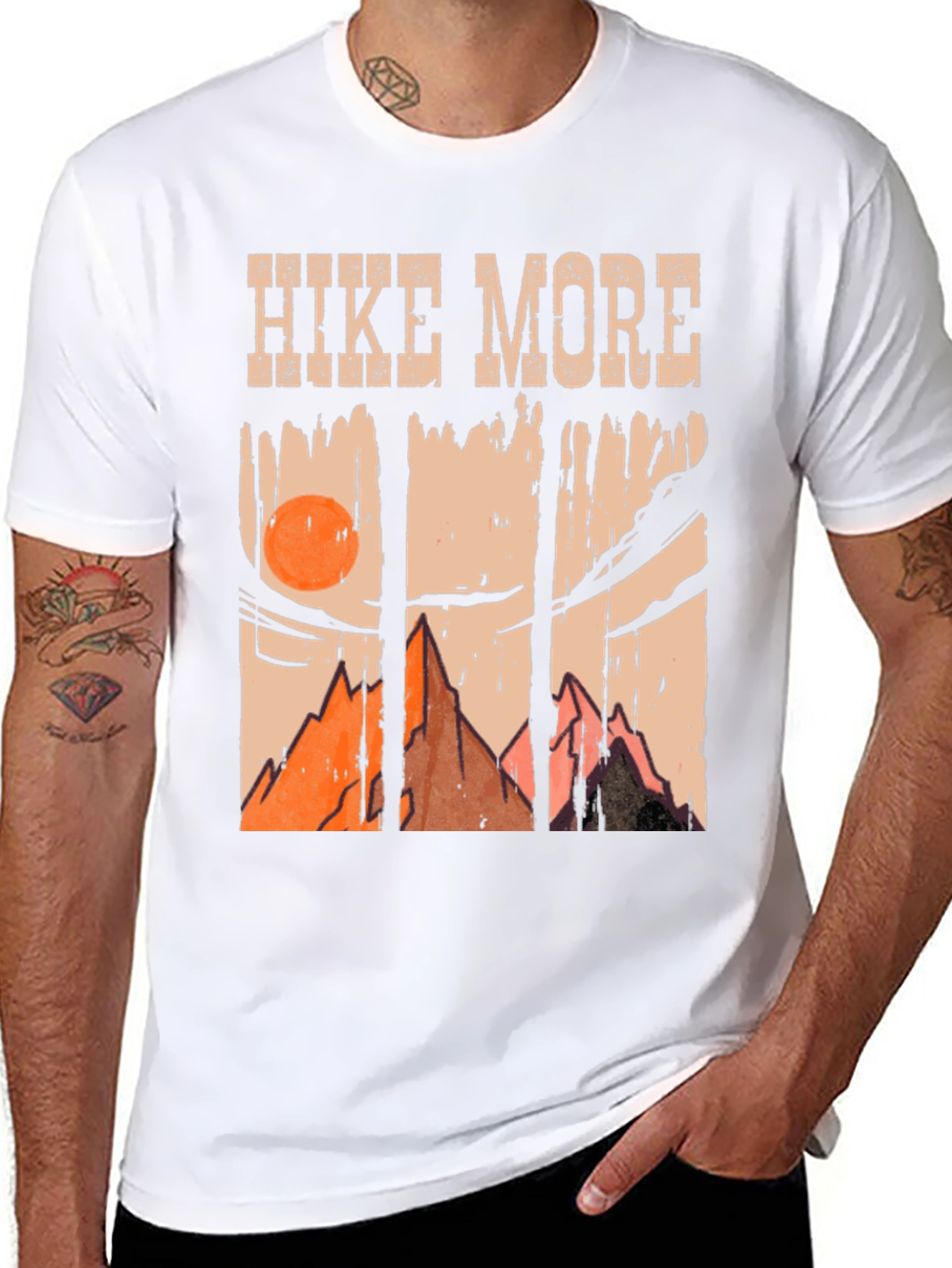 Hike More Mountain Scene Graphic T-Shirt