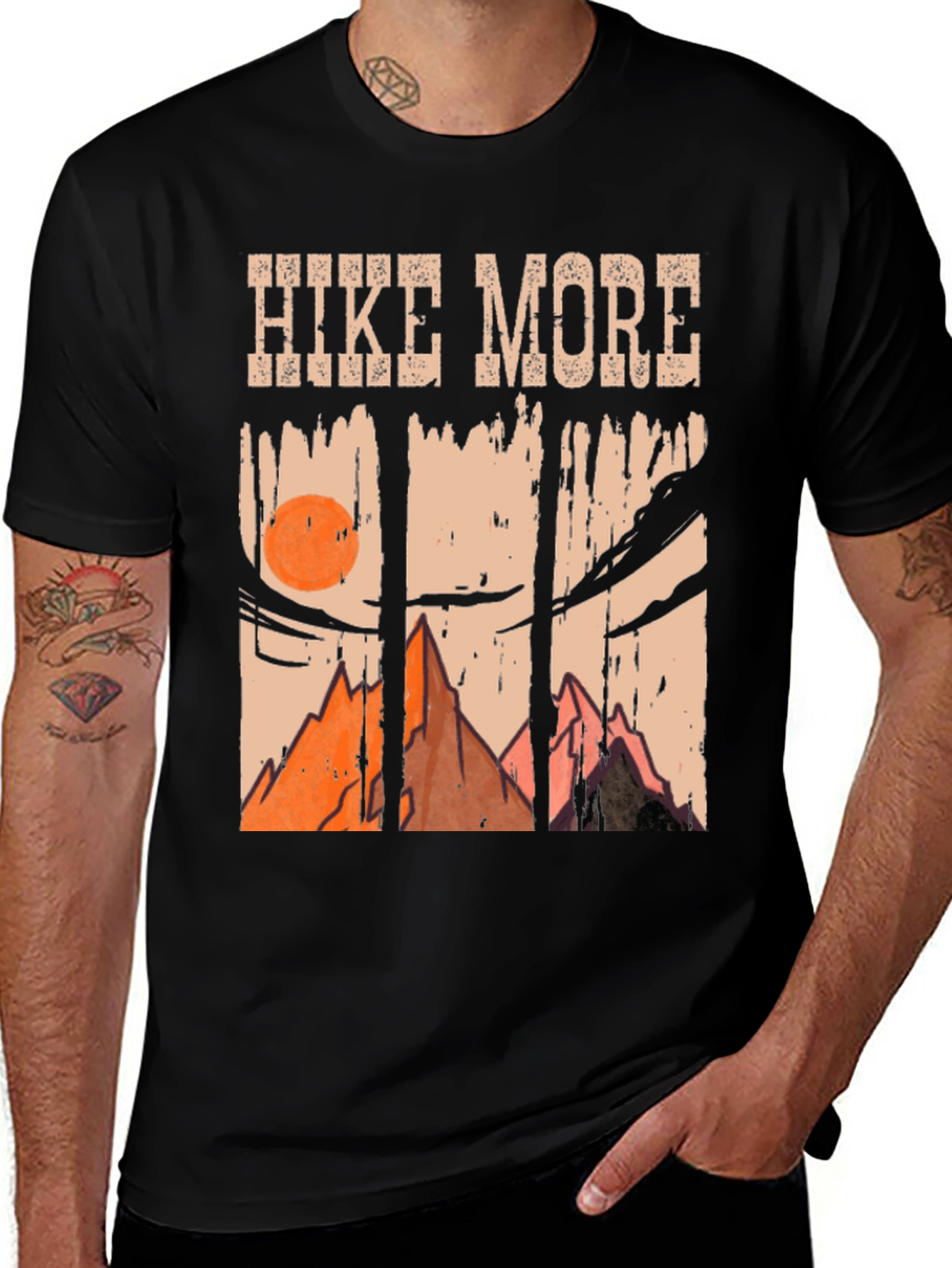 Hike More Mountain Scene Graphic T-Shirt