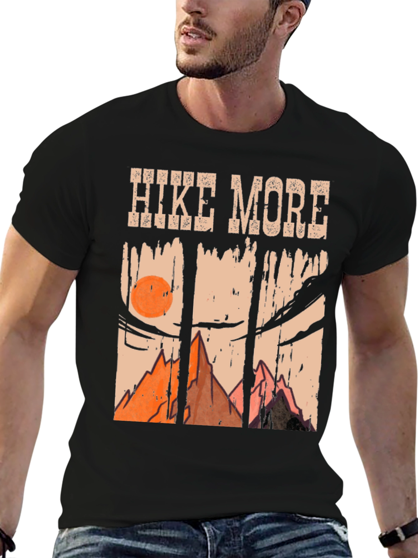 Hike More Mountain Scene Graphic T-Shirt