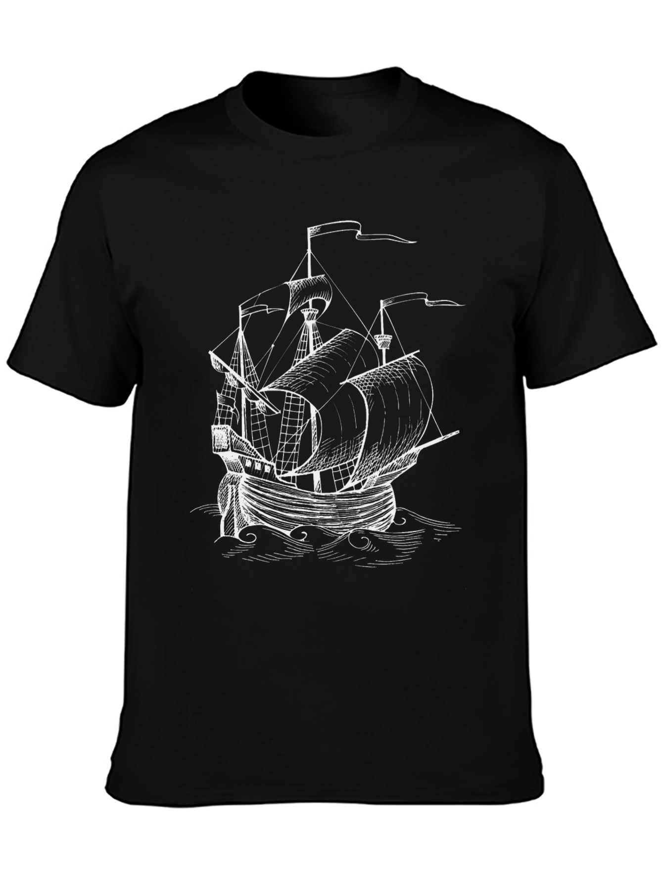 Classic Black Pirate Ship Graphic Tee