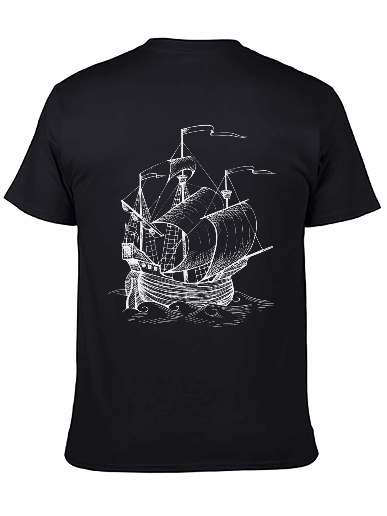 Classic Black Pirate Ship Graphic Tee